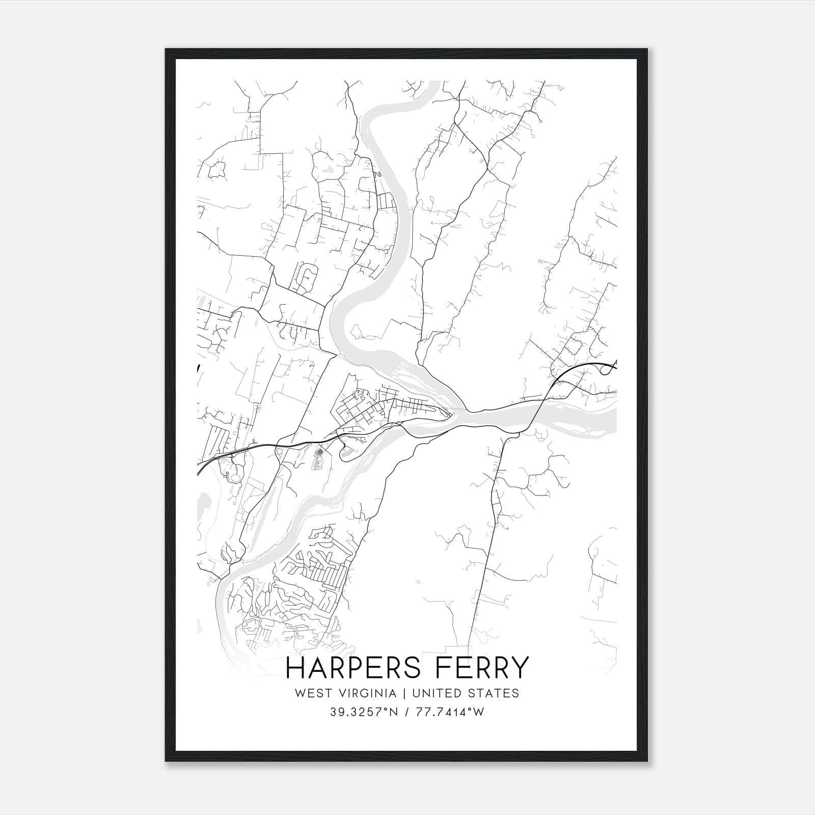 Harpers Ferry West Virginia Map Poster, Modern Home Decor Wall Art Print Harpers Ferry West Virginia Map Poster, Modern Home Decor Wall Art Print