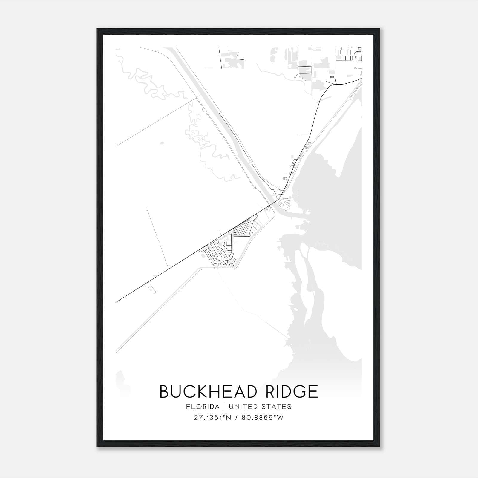 Buckhead Ridge Florida Map Poster, Modern Home Decor Wall Art Print Buckhead Ridge Florida Map Poster, Modern Home Decor Wall Art Print