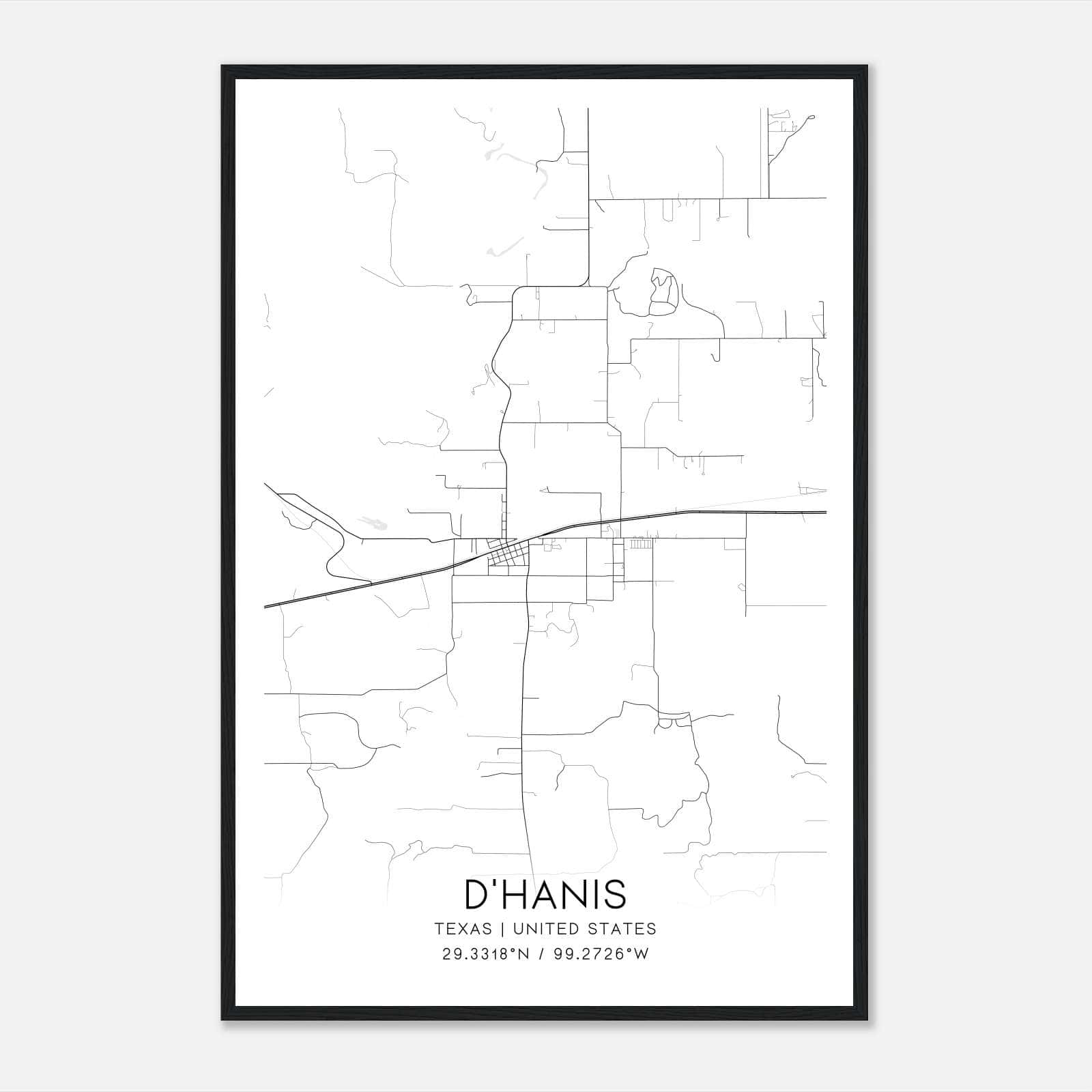 D’Hanis Texas Map Poster, Modern Home Decor Wall Art Print D’Hanis Texas Map Poster, Modern Home Decor Wall Art Print