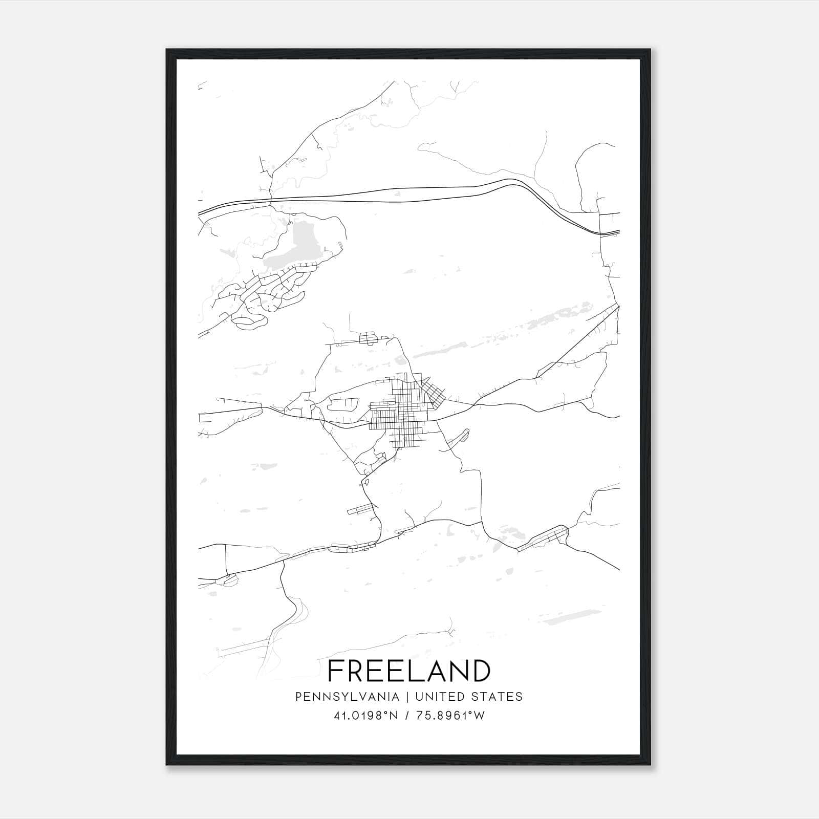 Freeland Pennsylvania Map Poster, Modern Home Decor Wall Art Print Freeland Pennsylvania Map Poster, Modern Home Decor Wall Art Print