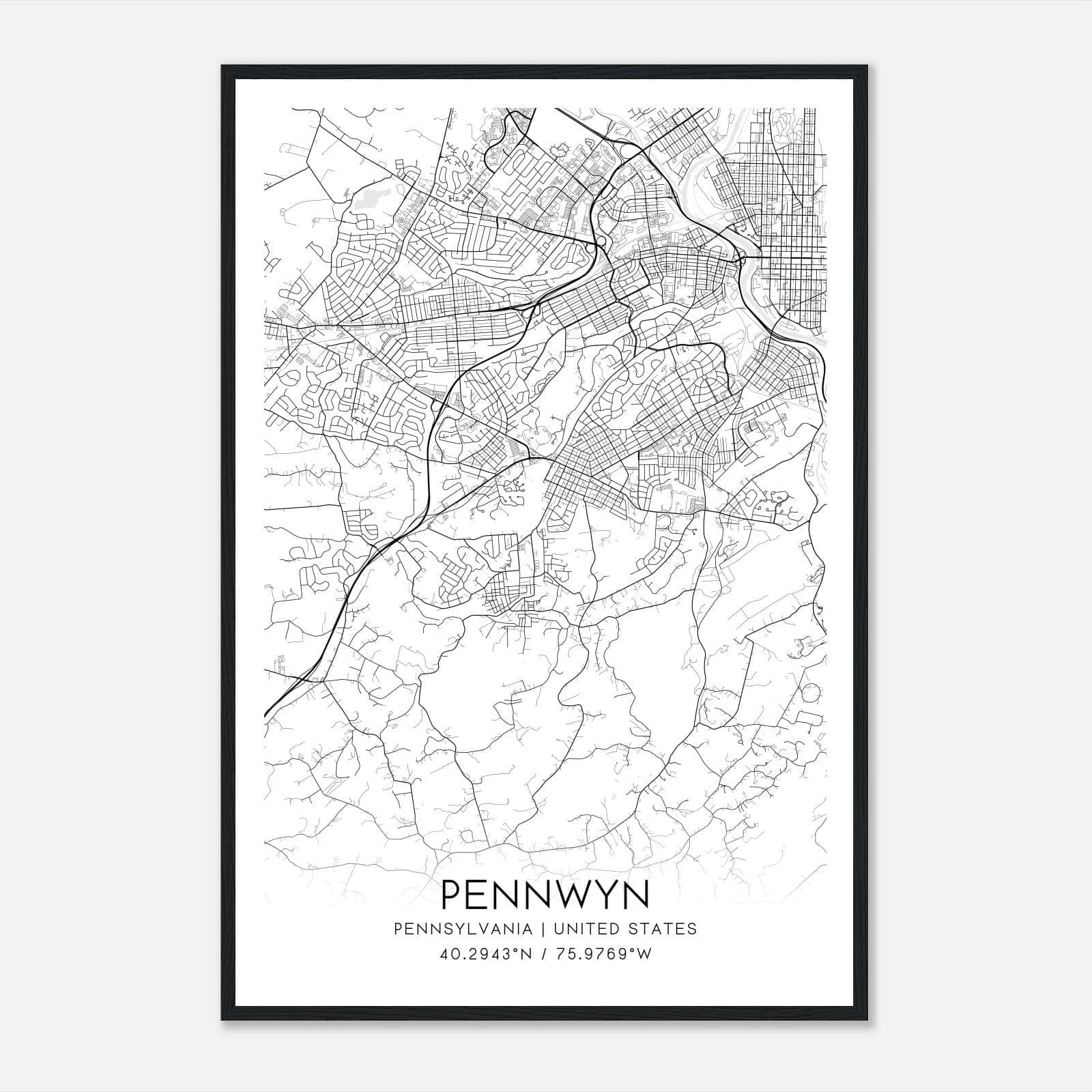 Pennwyn Pennsylvania Map Poster, Modern Home Decor Wall Art Print Pennwyn Pennsylvania Map Poster, Modern Home Decor Wall Art Print