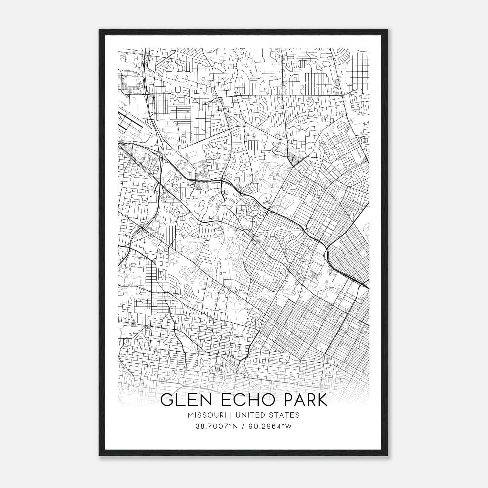 Glen Echo Park Missouri Map Poster, Modern Home Decor Wall Art Print Glen Echo Park Missouri Map Poster, Modern Home Decor Wall Art Print