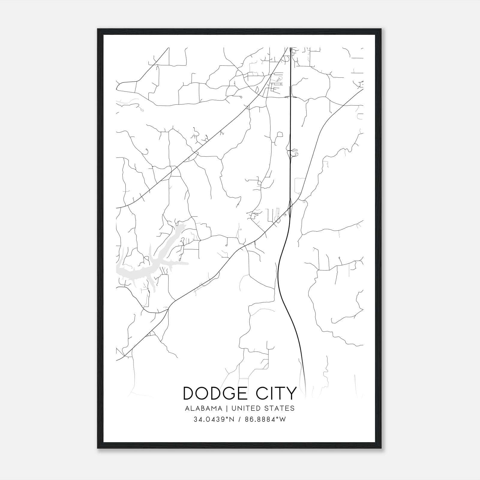 Dodge City Alabama Map Poster, Modern Home Decor Wall Art Print Dodge City Alabama Map Poster, Modern Home Decor Wall Art Print