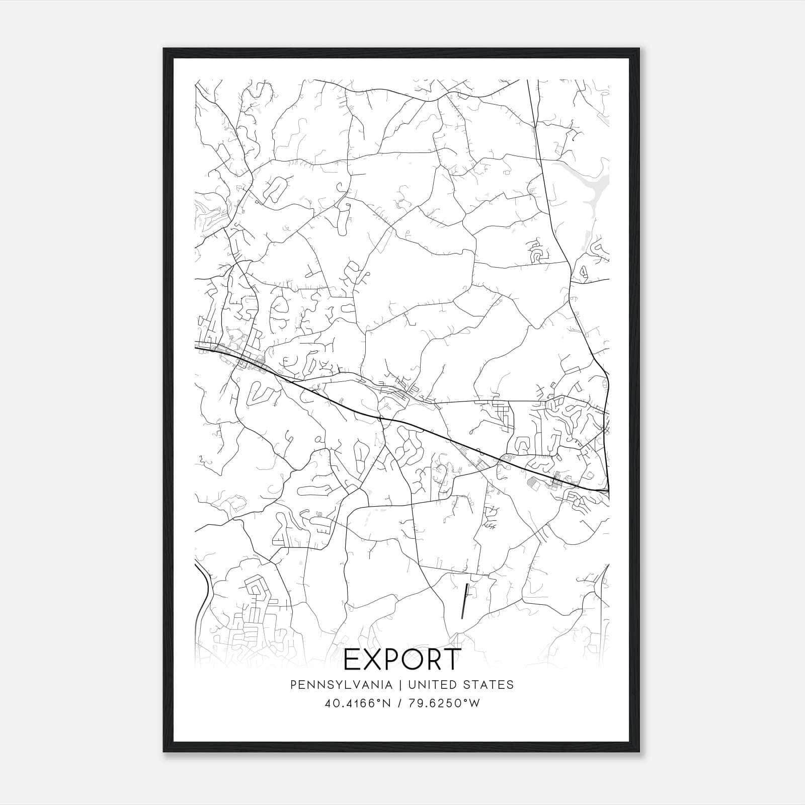 Export Pennsylvania Map Poster, Modern Home Decor Wall Art Print Export Pennsylvania Map Poster, Modern Home Decor Wall Art Print