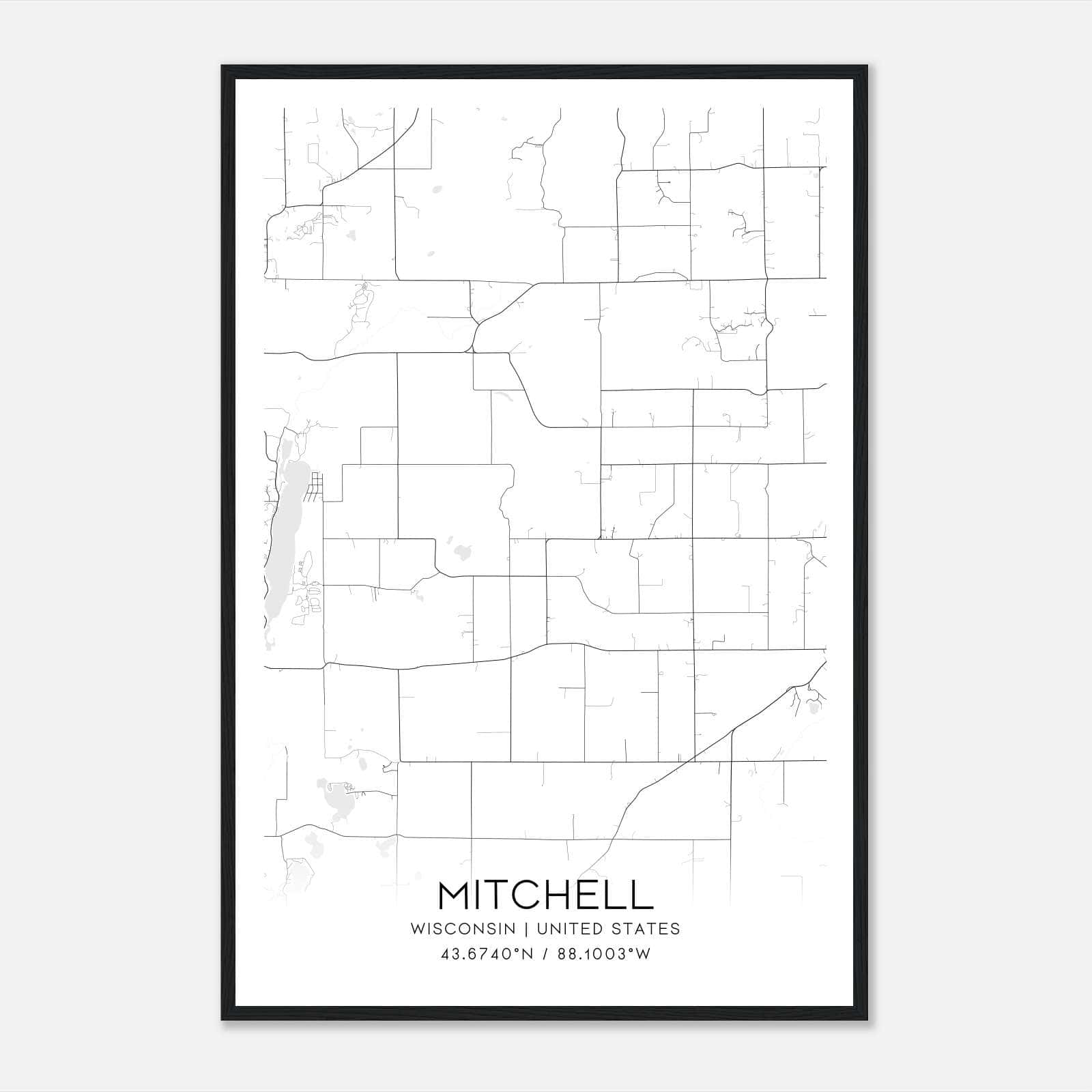 Mitchell Wisconsin Map Poster, Modern Home Decor Wall Art Print Mitchell Wisconsin Map Poster, Modern Home Decor Wall Art Print