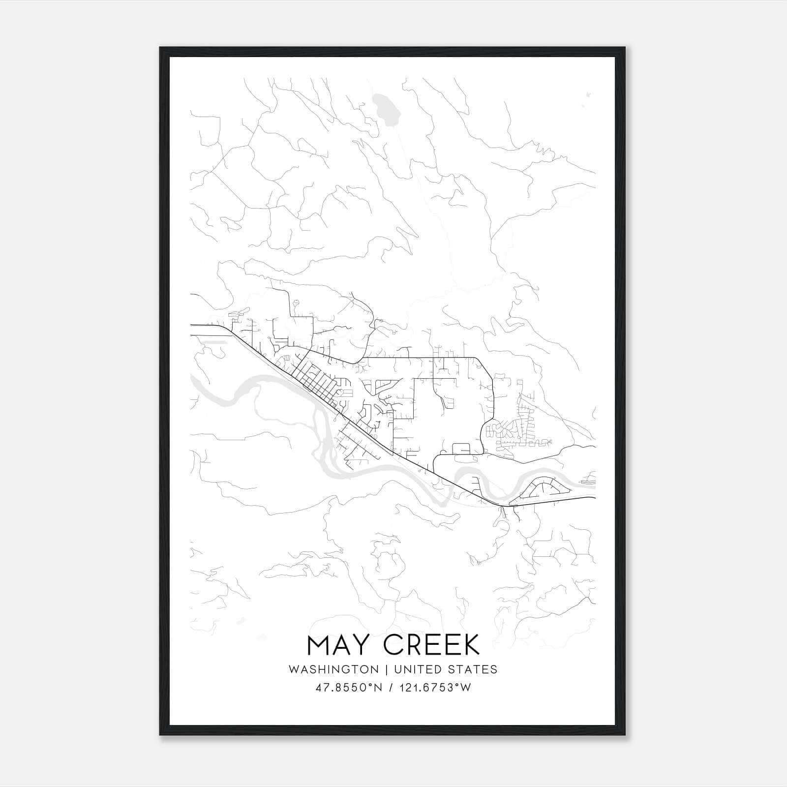 May Creek Washington Map Poster, Modern Home Decor Wall Art Print May Creek Washington Map Poster, Modern Home Decor Wall Art Print