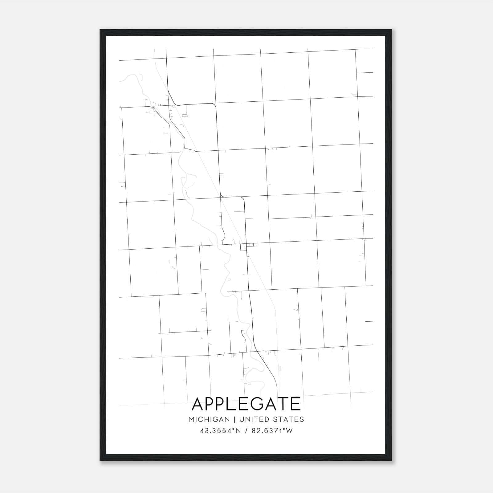 Applegate Michigan Map Poster, Modern Home Decor Wall Art Print Applegate Michigan Map Poster, Modern Home Decor Wall Art Print