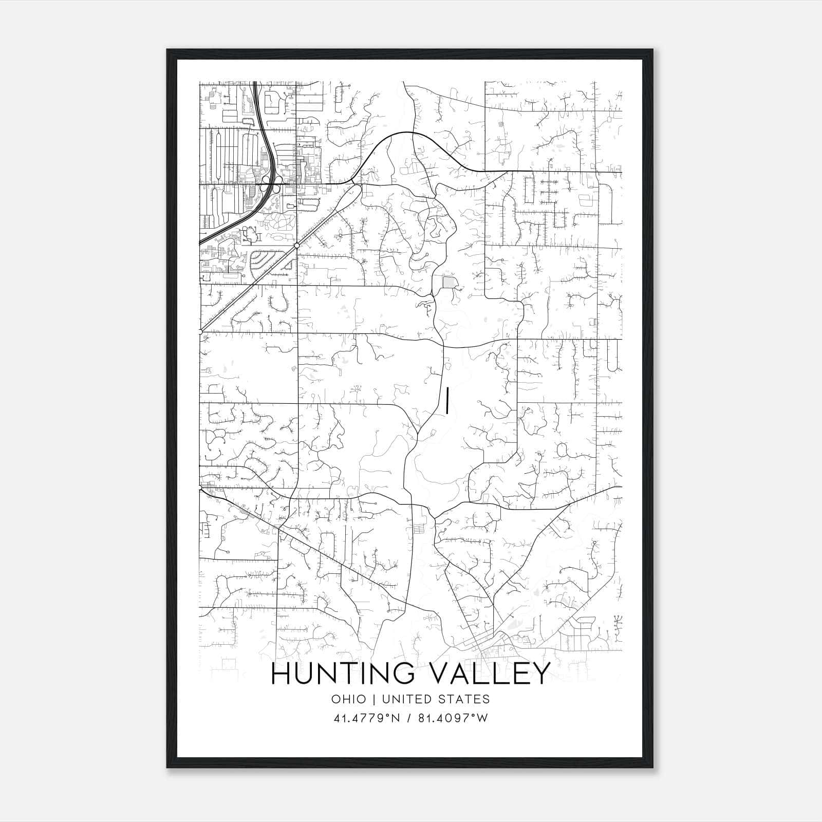 Hunting Valley Ohio Map Poster, Modern Home Decor Wall Art Print Hunting Valley Ohio Map Poster, Modern Home Decor Wall Art Print