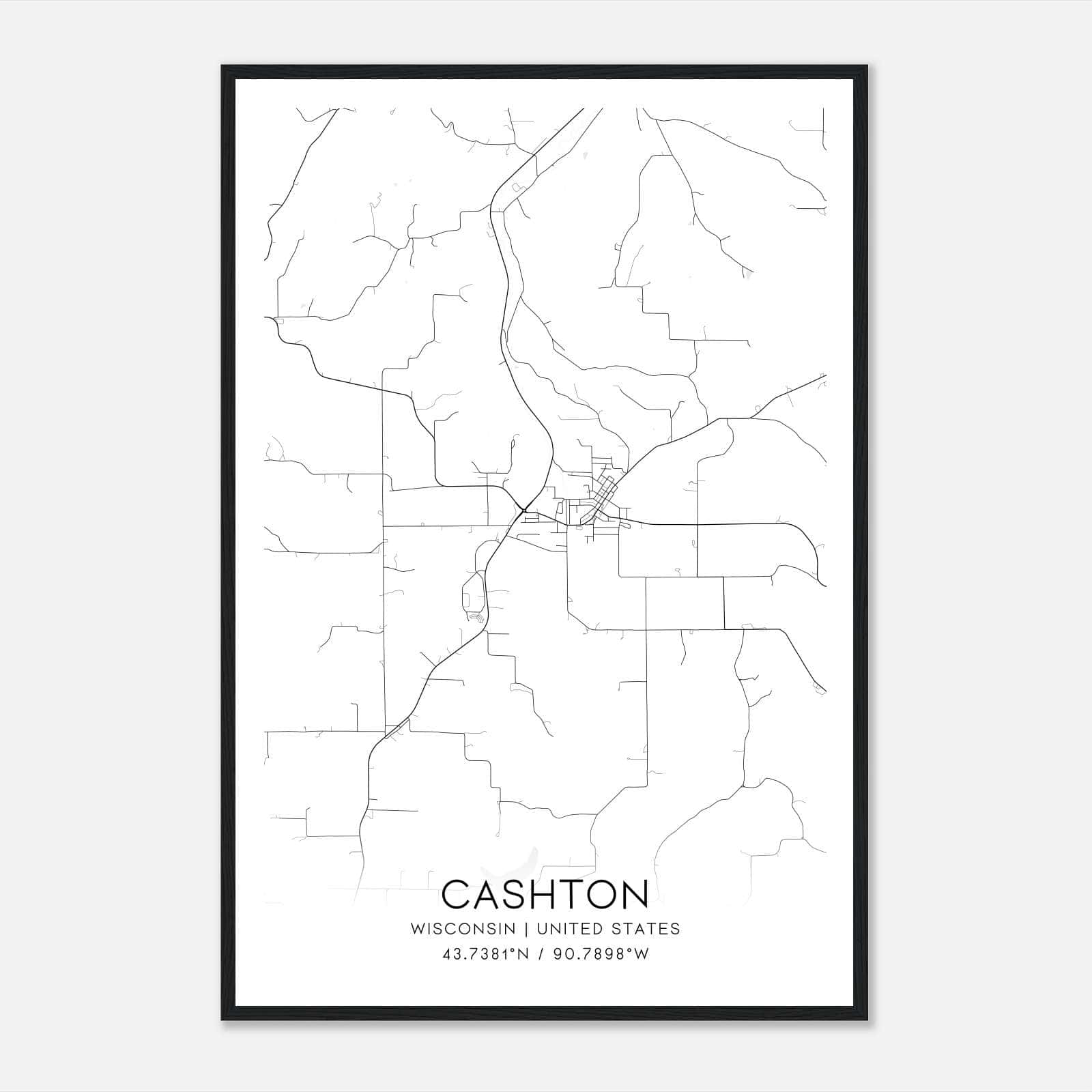 Cashton Wisconsin Map Poster, Modern Home Decor Wall Art Print Cashton Wisconsin Map Poster, Modern Home Decor Wall Art Print