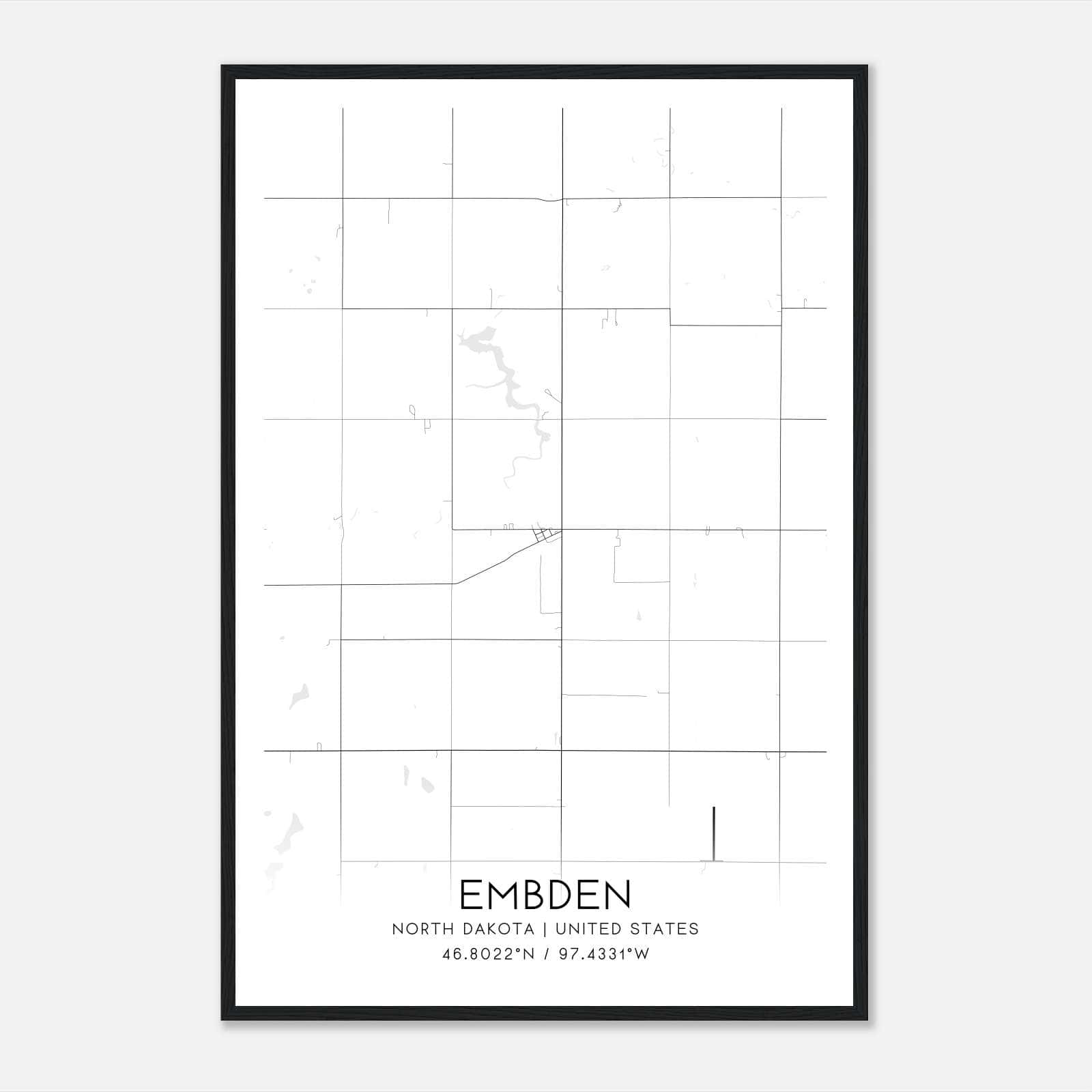Embden North Dakota Map Poster, Modern Home Decor Wall Art Print Embden North Dakota Map Poster, Modern Home Decor Wall Art Print