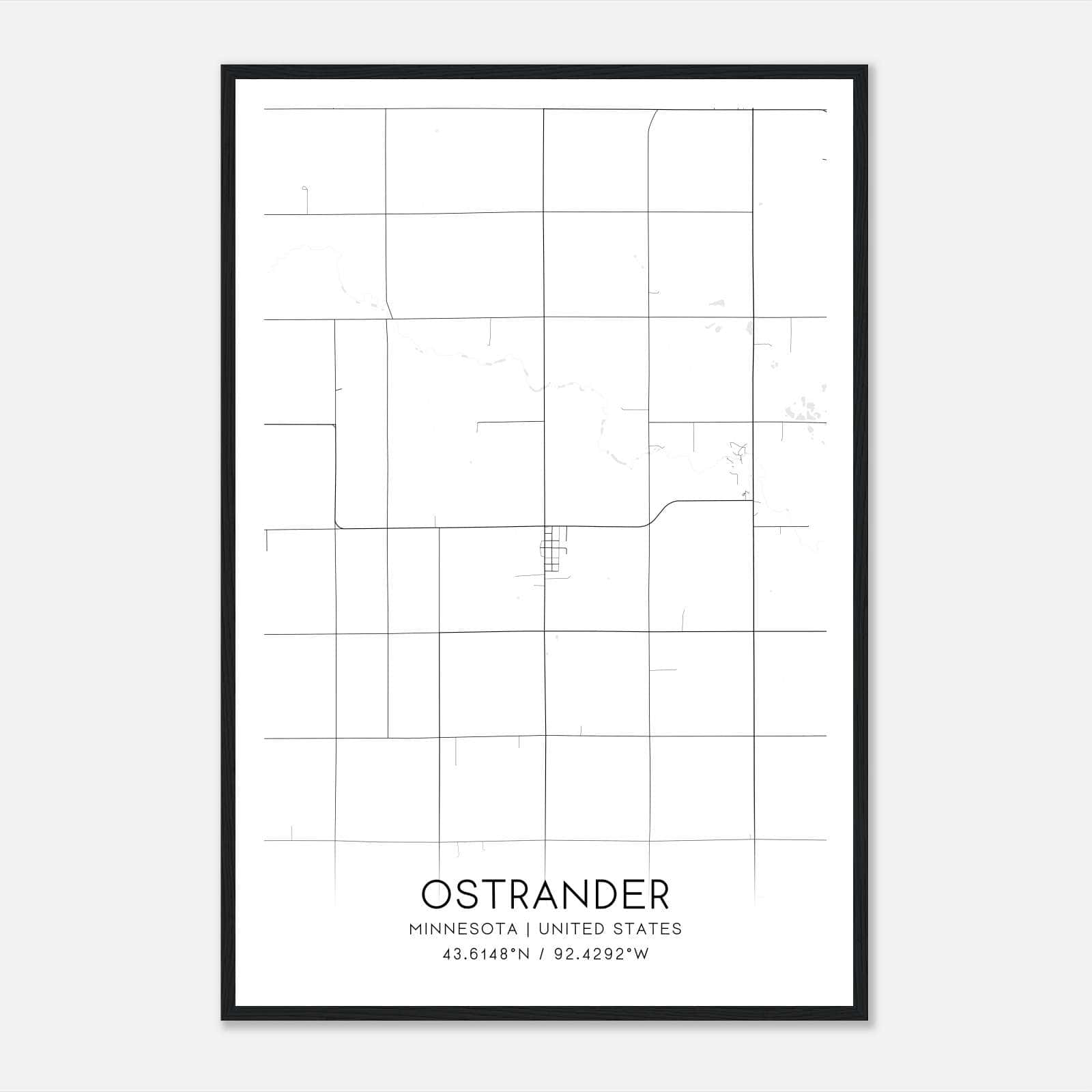 Ostrander Minnesota Map Poster, Modern Home Decor Wall Art Print Ostrander Minnesota Map Poster, Modern Home Decor Wall Art Print