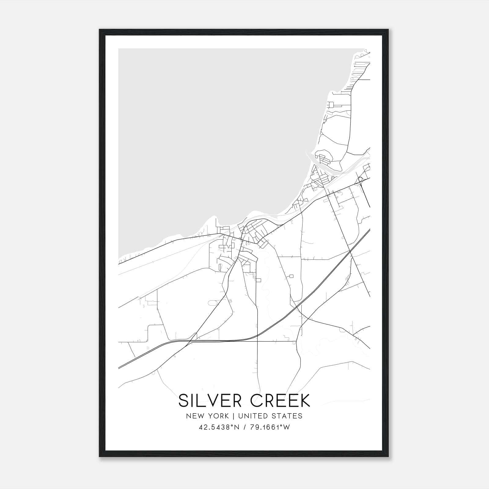Silver Creek New York Map Poster, Modern Home Decor Wall Art Print Silver Creek New York Map Poster, Modern Home Decor Wall Art Print