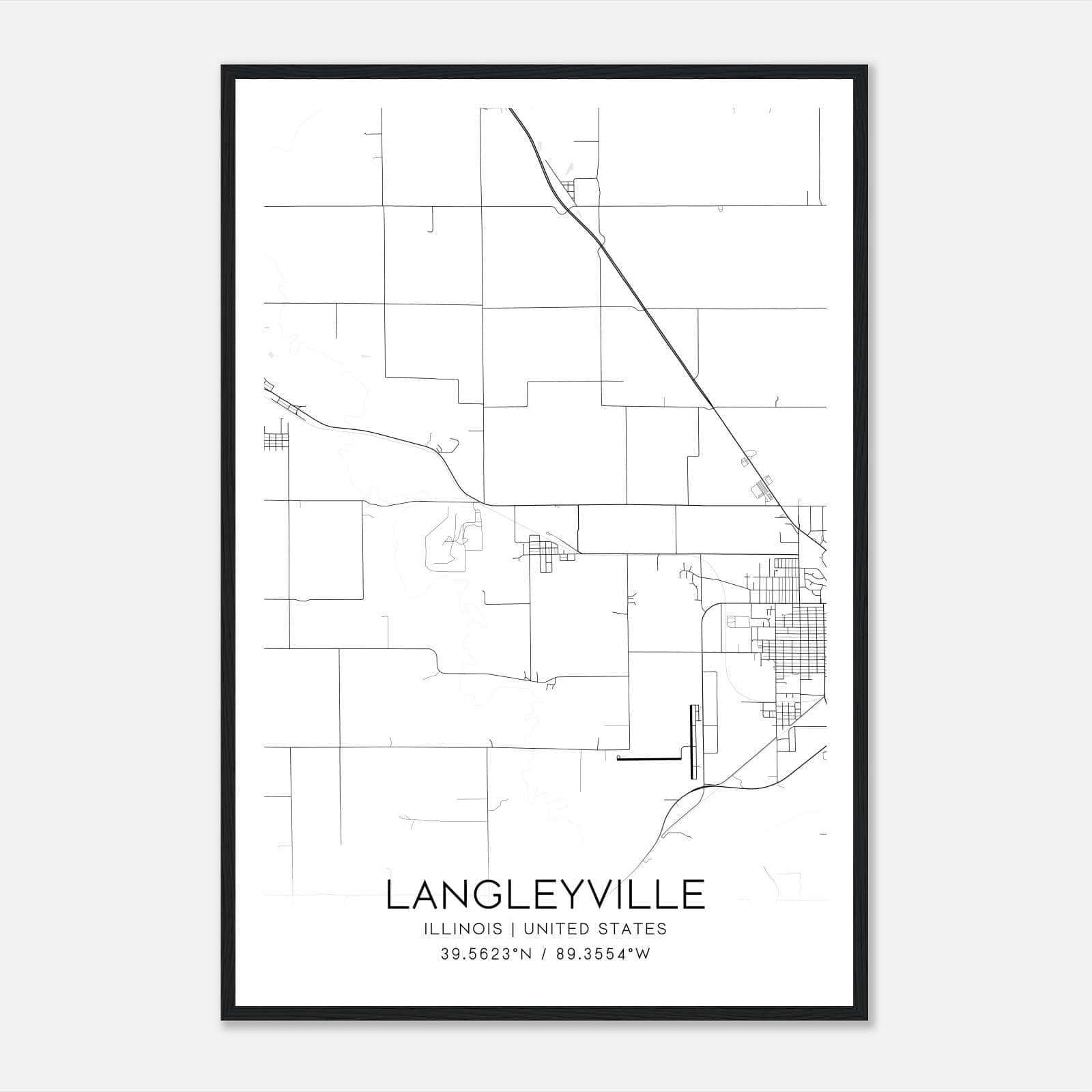Langleyville Illinois Map Poster, Modern Home Decor Wall Art Print Langleyville Illinois Map Poster, Modern Home Decor Wall Art Print