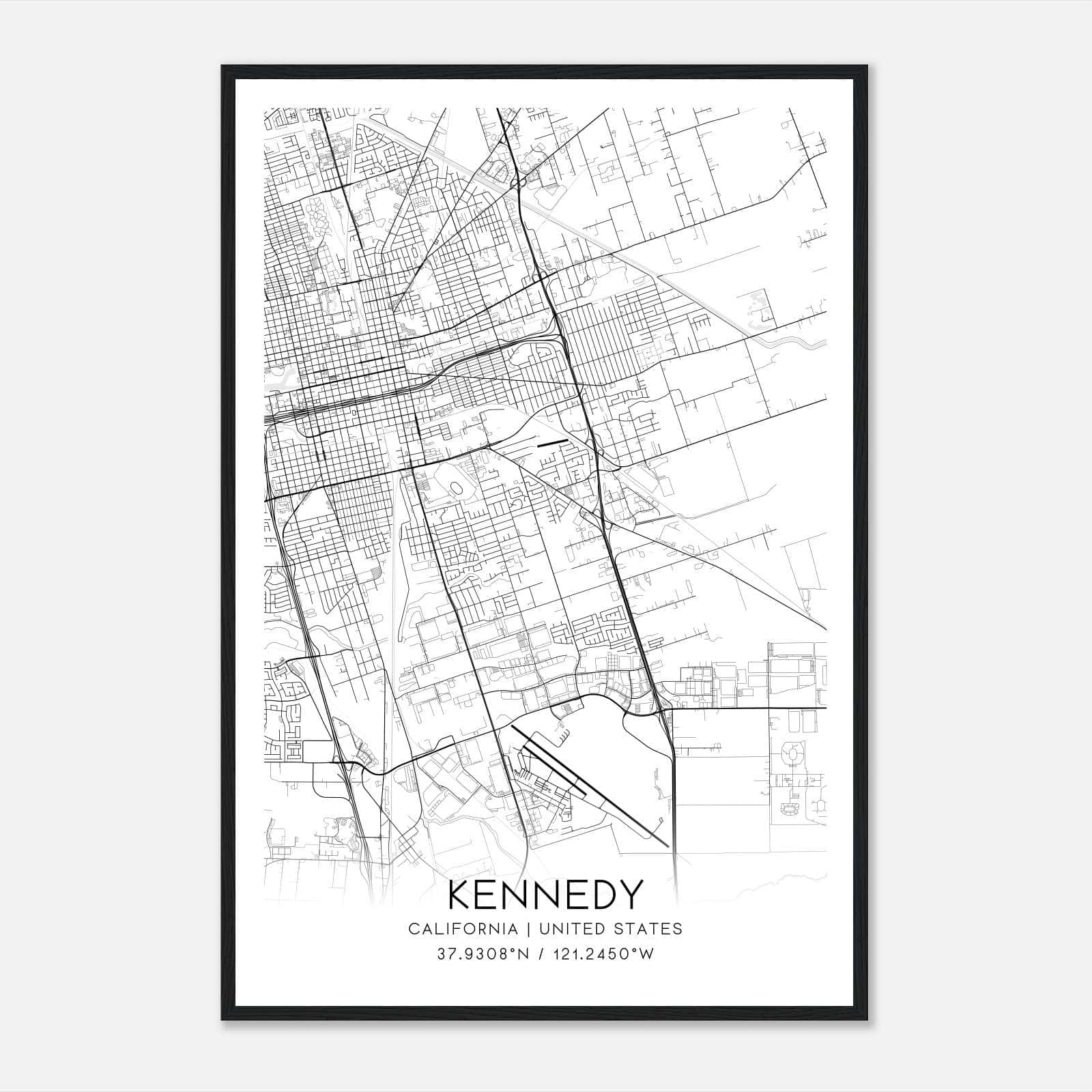 Kennedy California Map Poster, Modern Home Decor Wall Art Print Kennedy California Map Poster, Modern Home Decor Wall Art Print