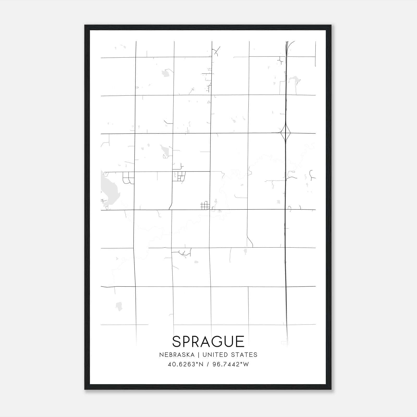 Sprague Nebraska Map Poster, Modern Home Decor Wall Art Print Sprague Nebraska Map Poster, Modern Home Decor Wall Art Print