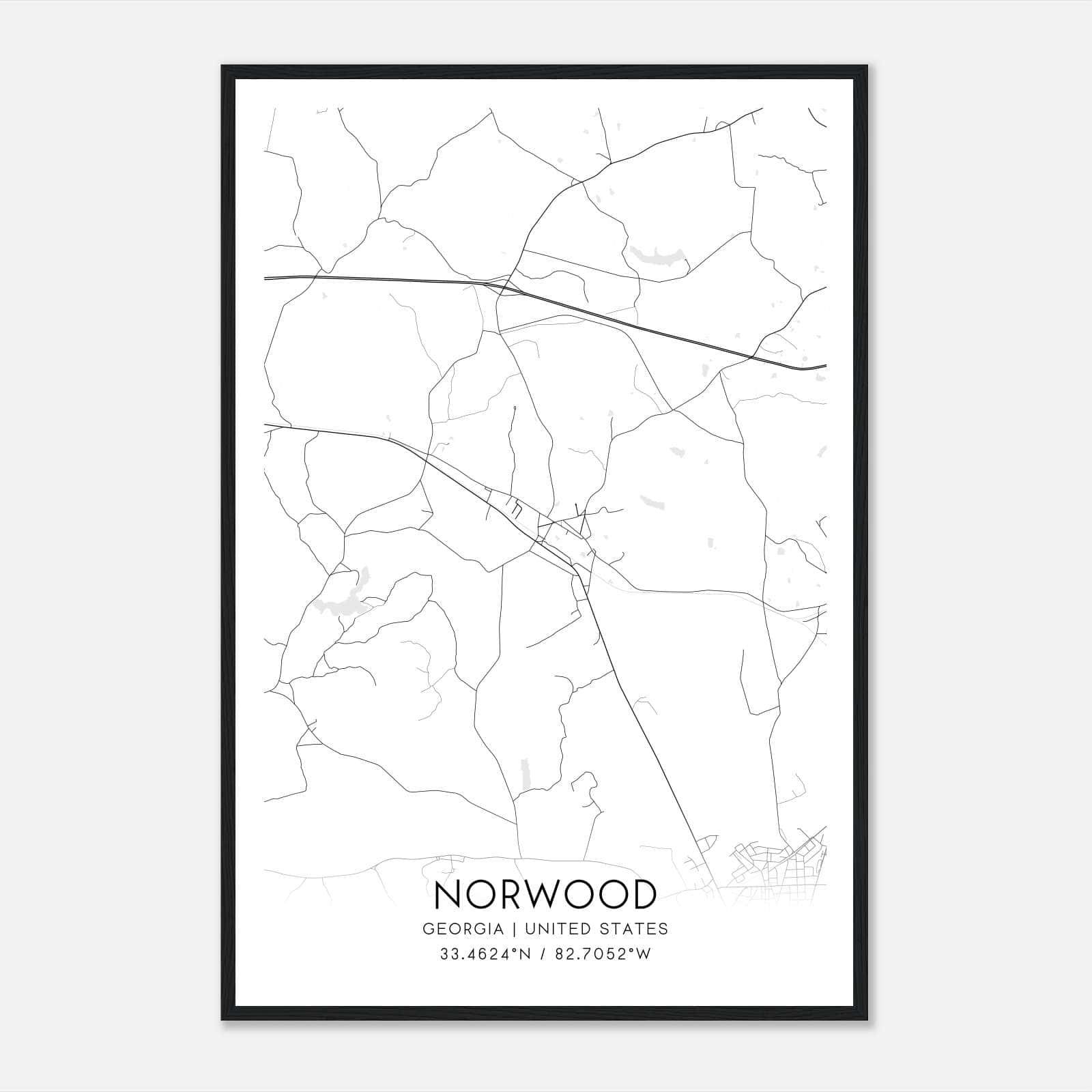 Norwood Georgia Map Poster, Modern Home Decor Wall Art Print Norwood Georgia Map Poster, Modern Home Decor Wall Art Print