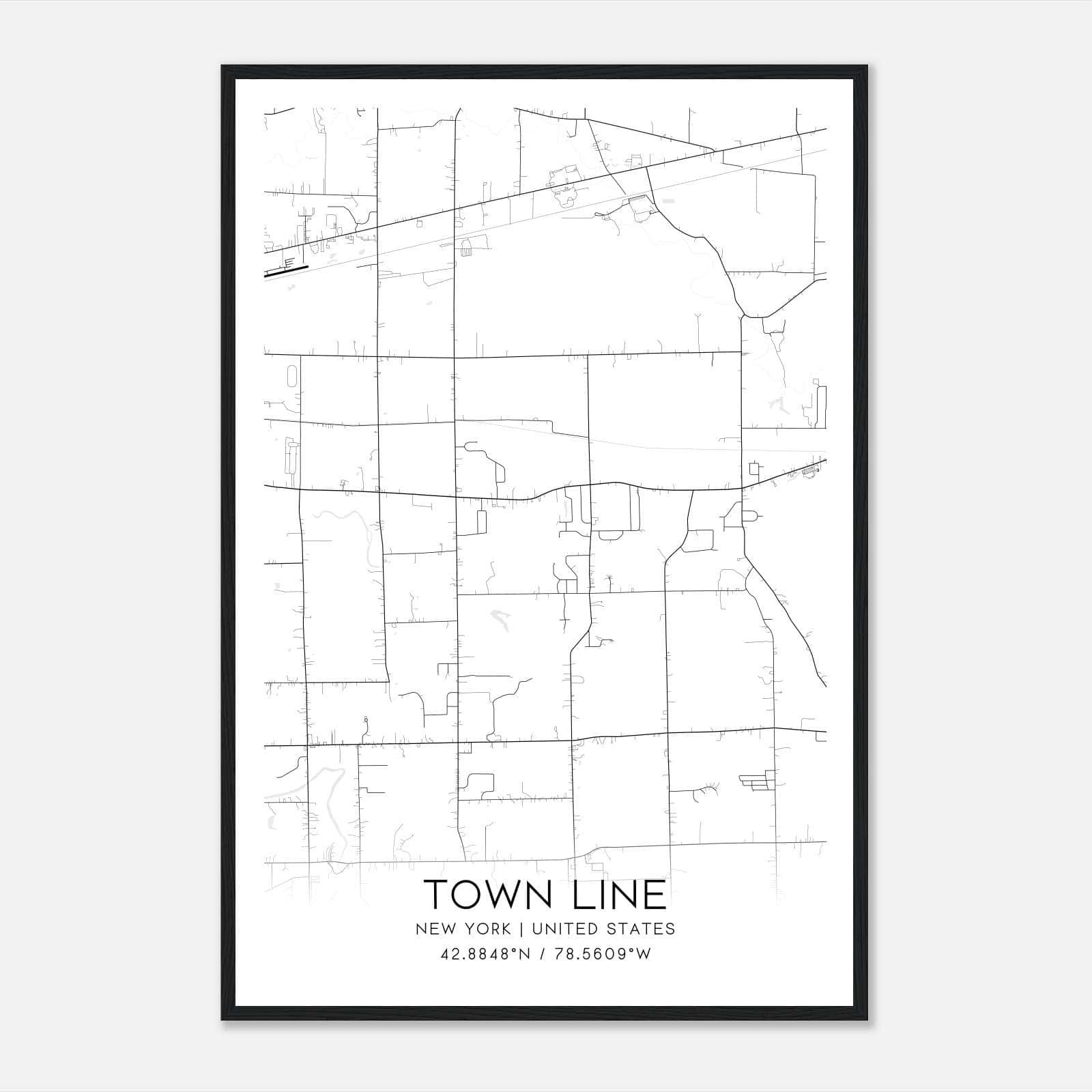 Town Line New York Map Poster, Modern Home Decor Wall Art Print Town Line New York Map Poster, Modern Home Decor Wall Art Print