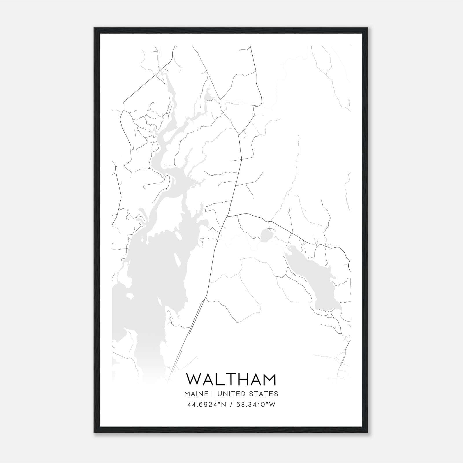 Waltham Maine Map Poster, Modern Home Decor Wall Art Print Waltham Maine Map Poster, Modern Home Decor Wall Art Print