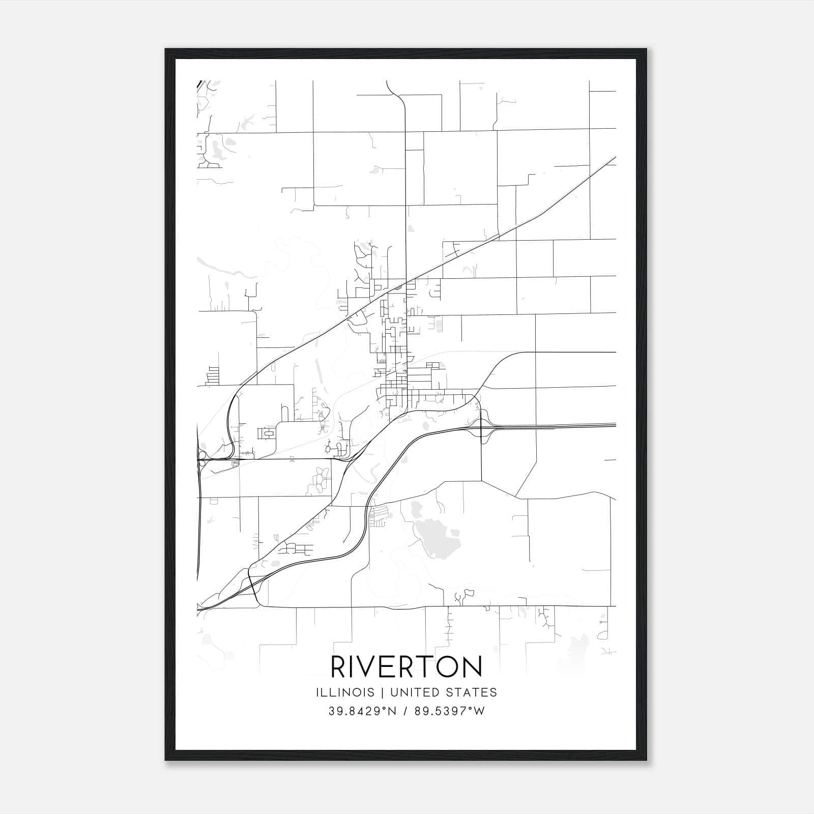 Riverton Illinois Map Poster, Modern Home Decor Wall Art Print Riverton Illinois Map Poster, Modern Home Decor Wall Art Print