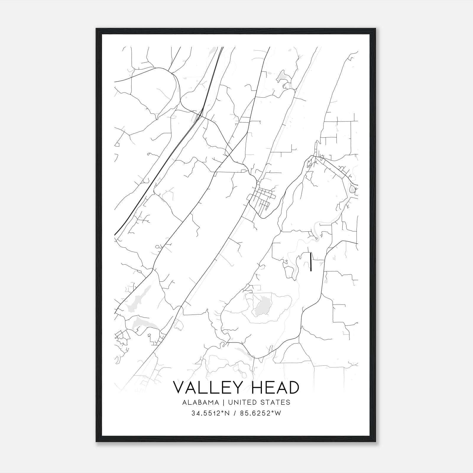 Valley Head Alabama Map Poster, Modern Home Decor Wall Art Print Valley Head Alabama Map Poster, Modern Home Decor Wall Art Print