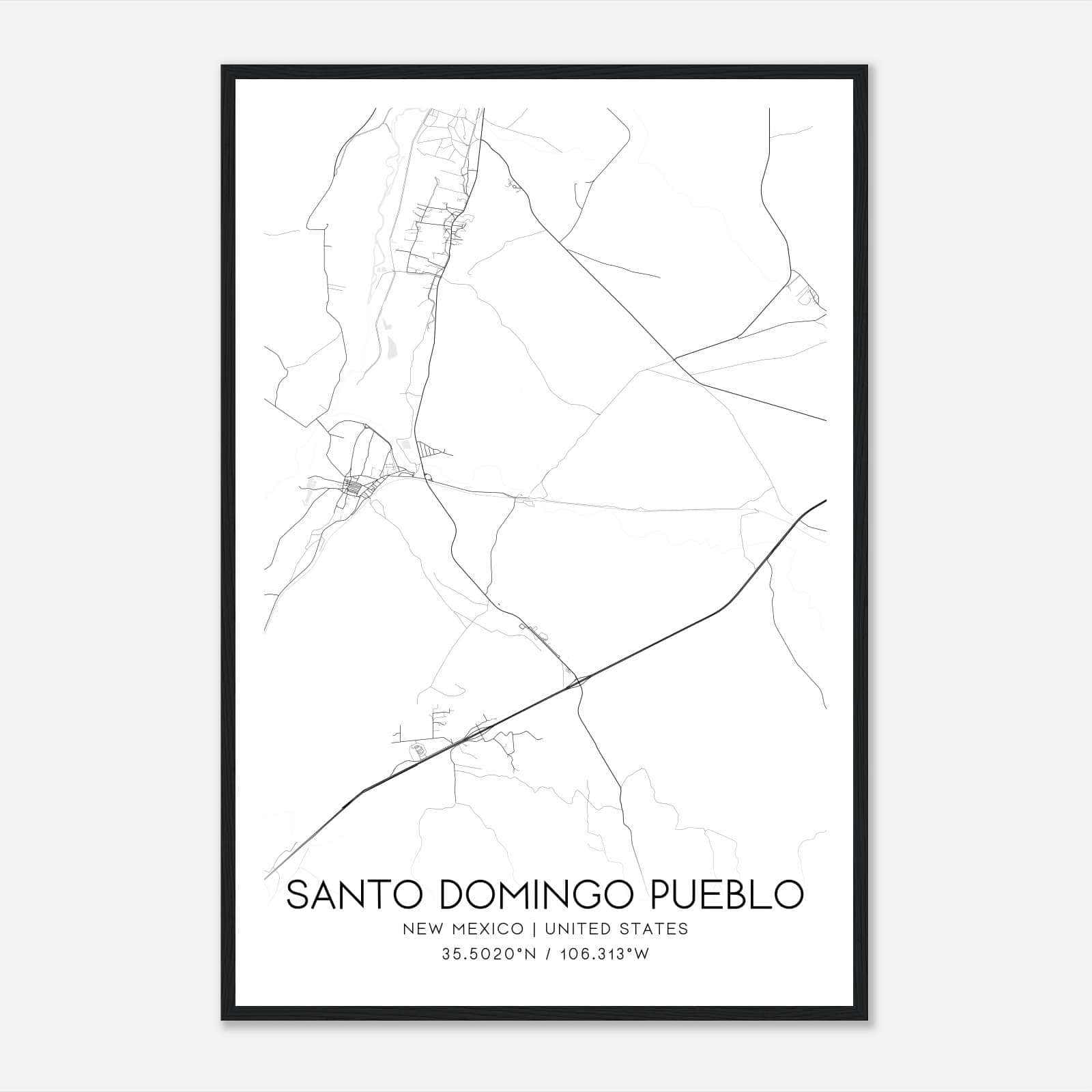 Santo Domingo Pueblo New Mexico Map Poster, Modern Home Decor Wall Art Print Santo Domingo Pueblo New Mexico Map Poster, Modern Home Decor Wall Art Print