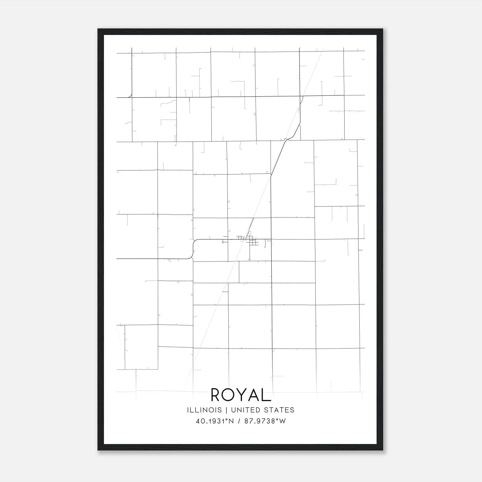 Royal Illinois Map Poster, Modern Home Decor Wall Art Print Royal Illinois Map Poster, Modern Home Decor Wall Art Print