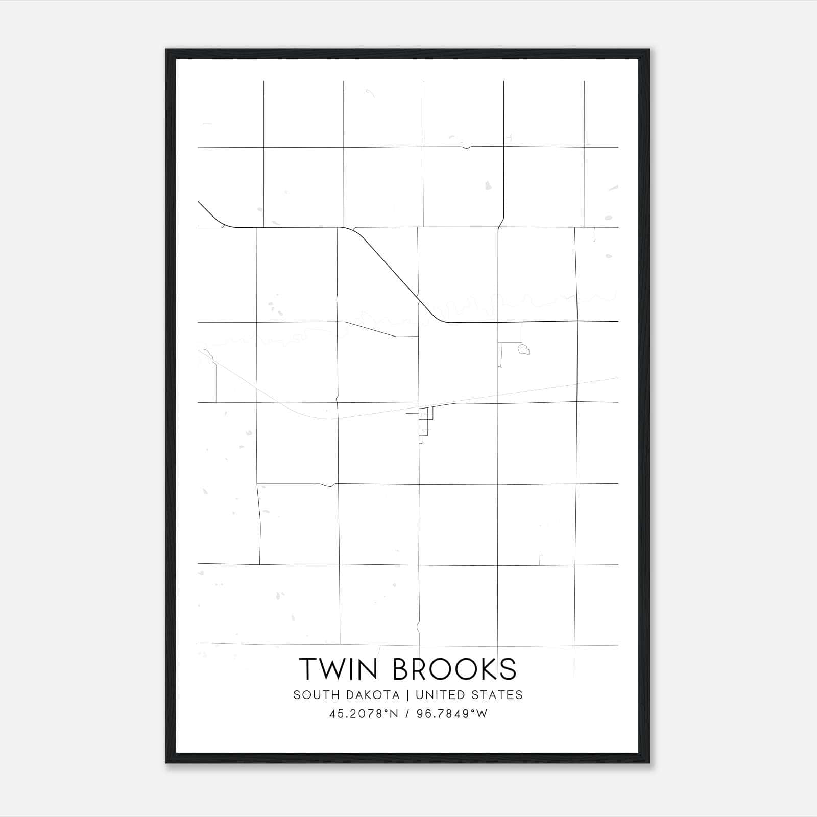 Twin Brooks South Dakota Map Poster, Modern Home Decor Wall Art Print Twin Brooks South Dakota Map Poster, Modern Home Decor Wall Art Print