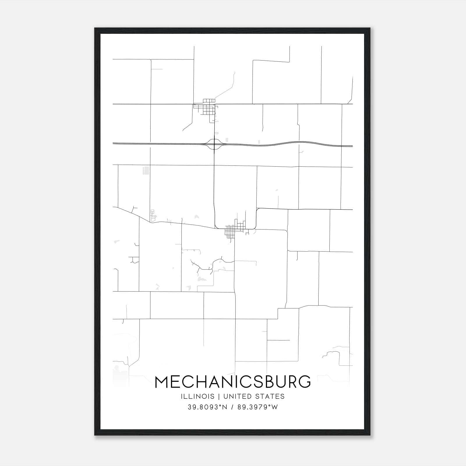 Mechanicsburg Illinois Map Poster, Modern Home Decor Wall Art Print Mechanicsburg Illinois Map Poster, Modern Home Decor Wall Art Print
