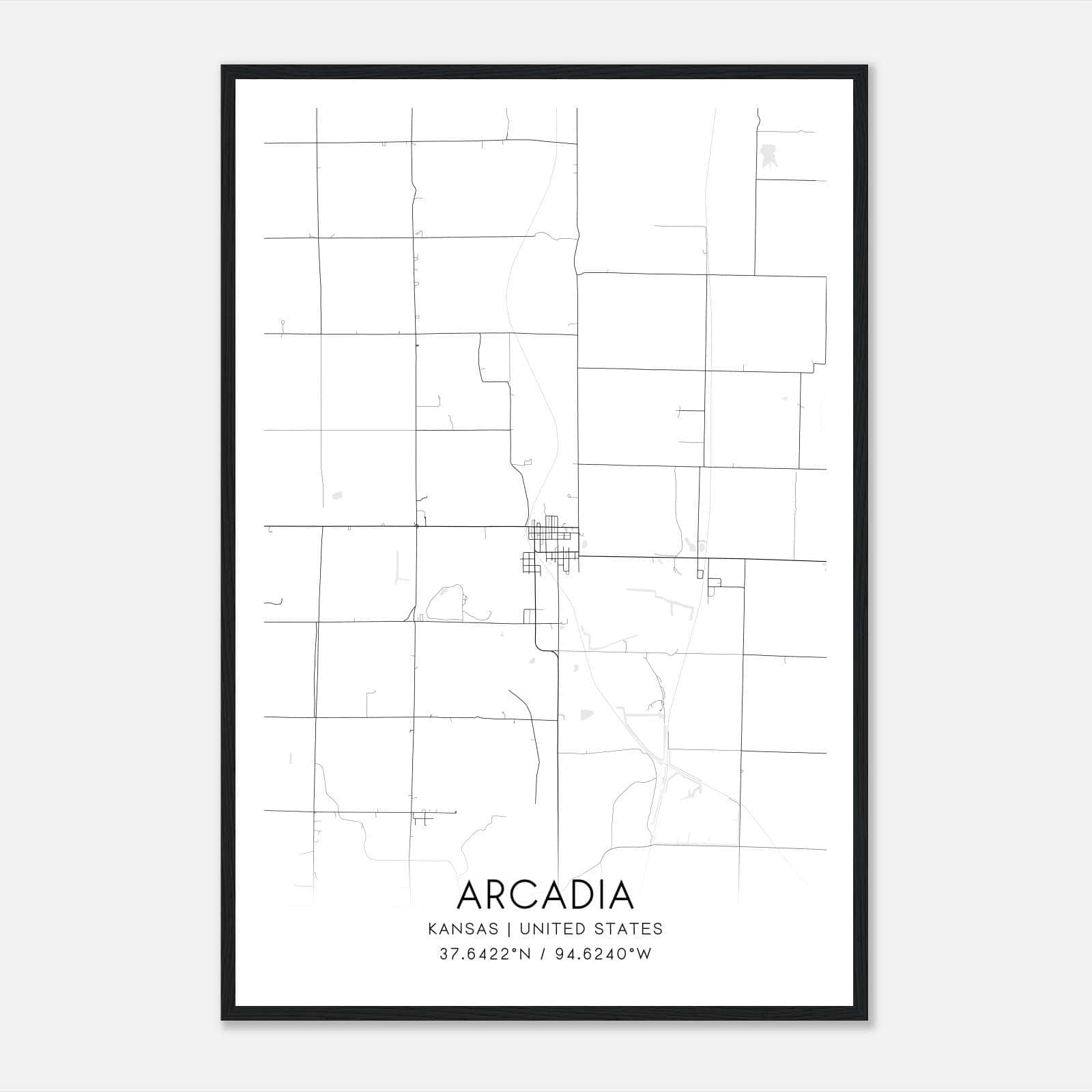 Arcadia Kansas Map Poster, Modern Home Decor Wall Art Print Arcadia Kansas Map Poster, Modern Home Decor Wall Art Print