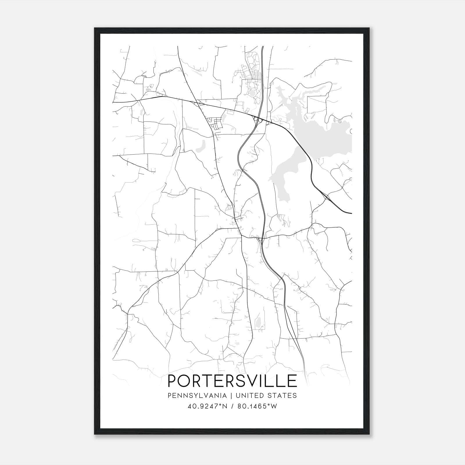 Portersville Pennsylvania Map Poster, Modern Home Decor Wall Art Print Portersville Pennsylvania Map Poster, Modern Home Decor Wall Art Print