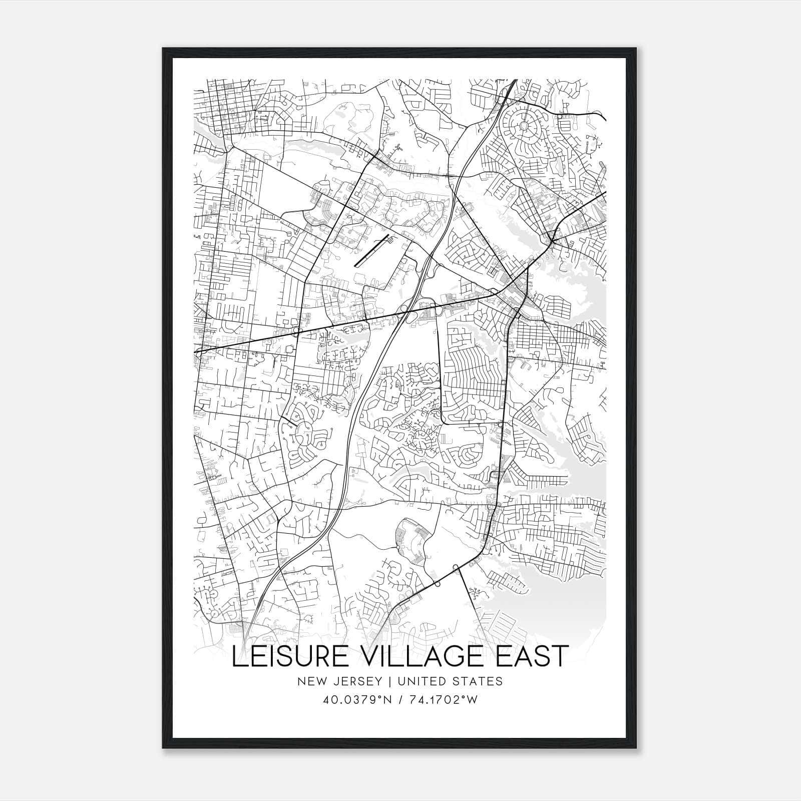 Leisure Village East New Jersey Map Poster, Modern Home Decor Wall Art Print Leisure Village East New Jersey Map Poster, Modern Home Decor Wall Art Print