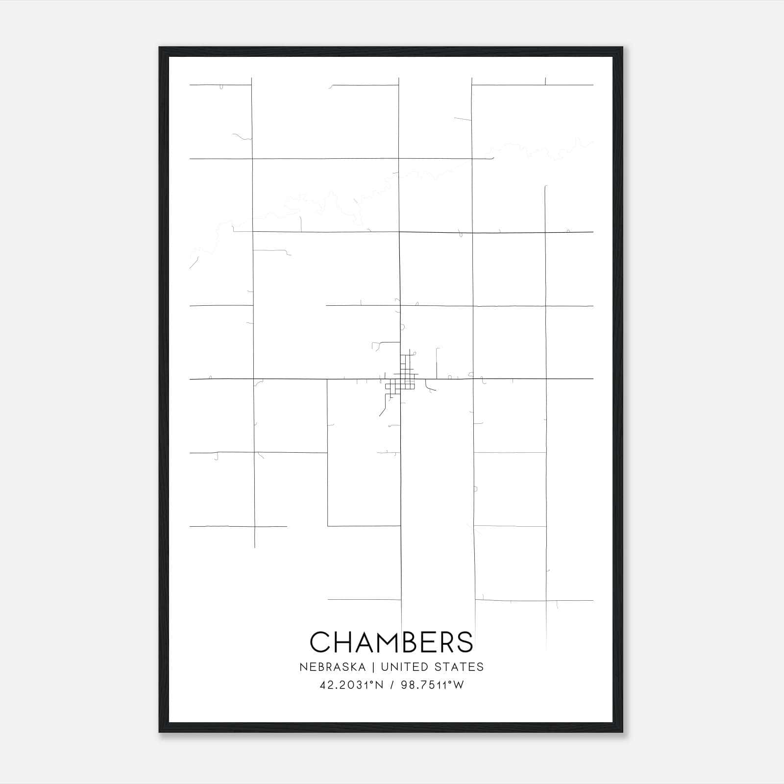 Chambers Nebraska Map Poster, Modern Home Decor Wall Art Print Chambers Nebraska Map Poster, Modern Home Decor Wall Art Print