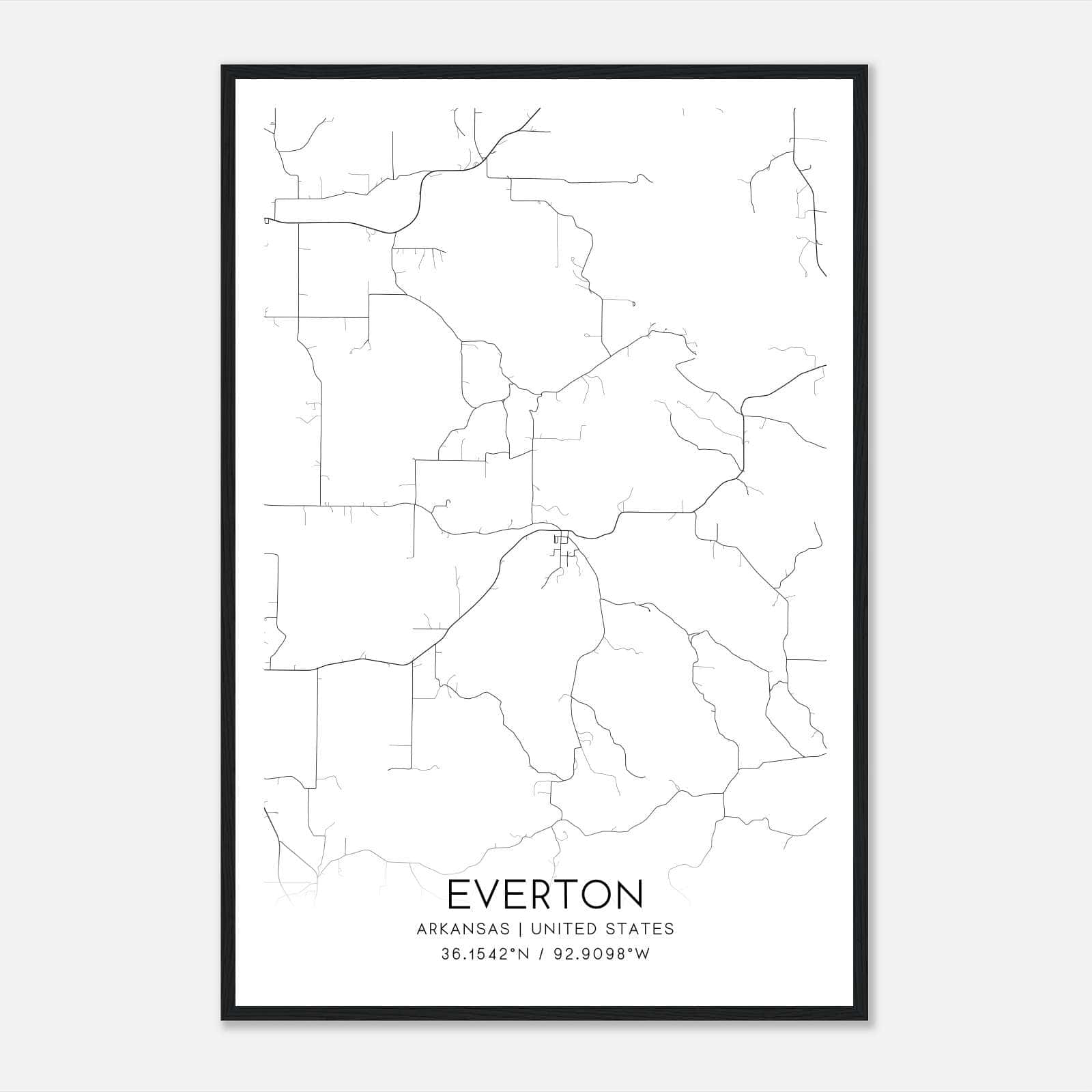 Everton Arkansas Map Poster, Modern Home Decor Wall Art Print Everton Arkansas Map Poster, Modern Home Decor Wall Art Print