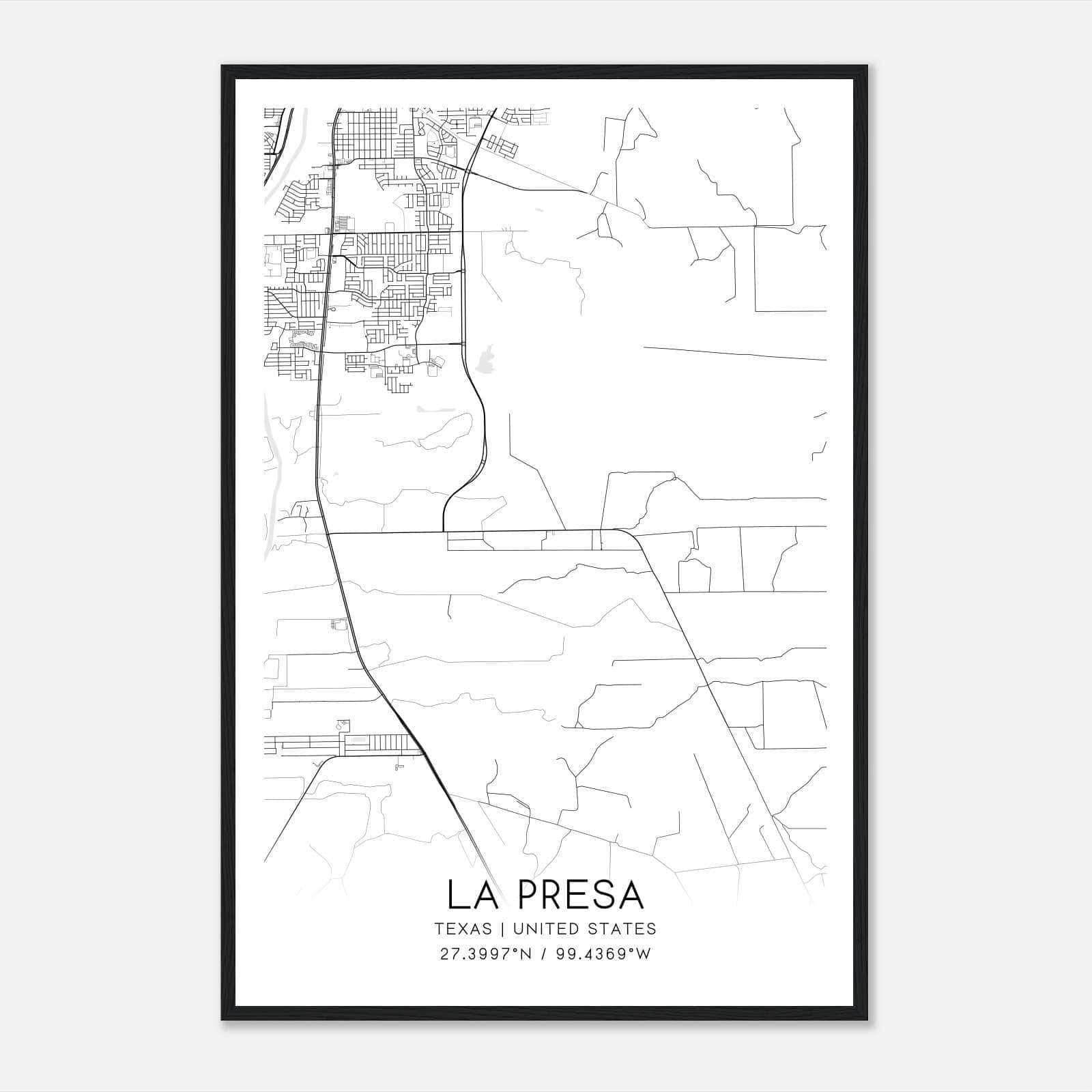 La Presa Texas Map Poster, Modern Home Decor Wall Art Print La Presa Texas Map Poster, Modern Home Decor Wall Art Print