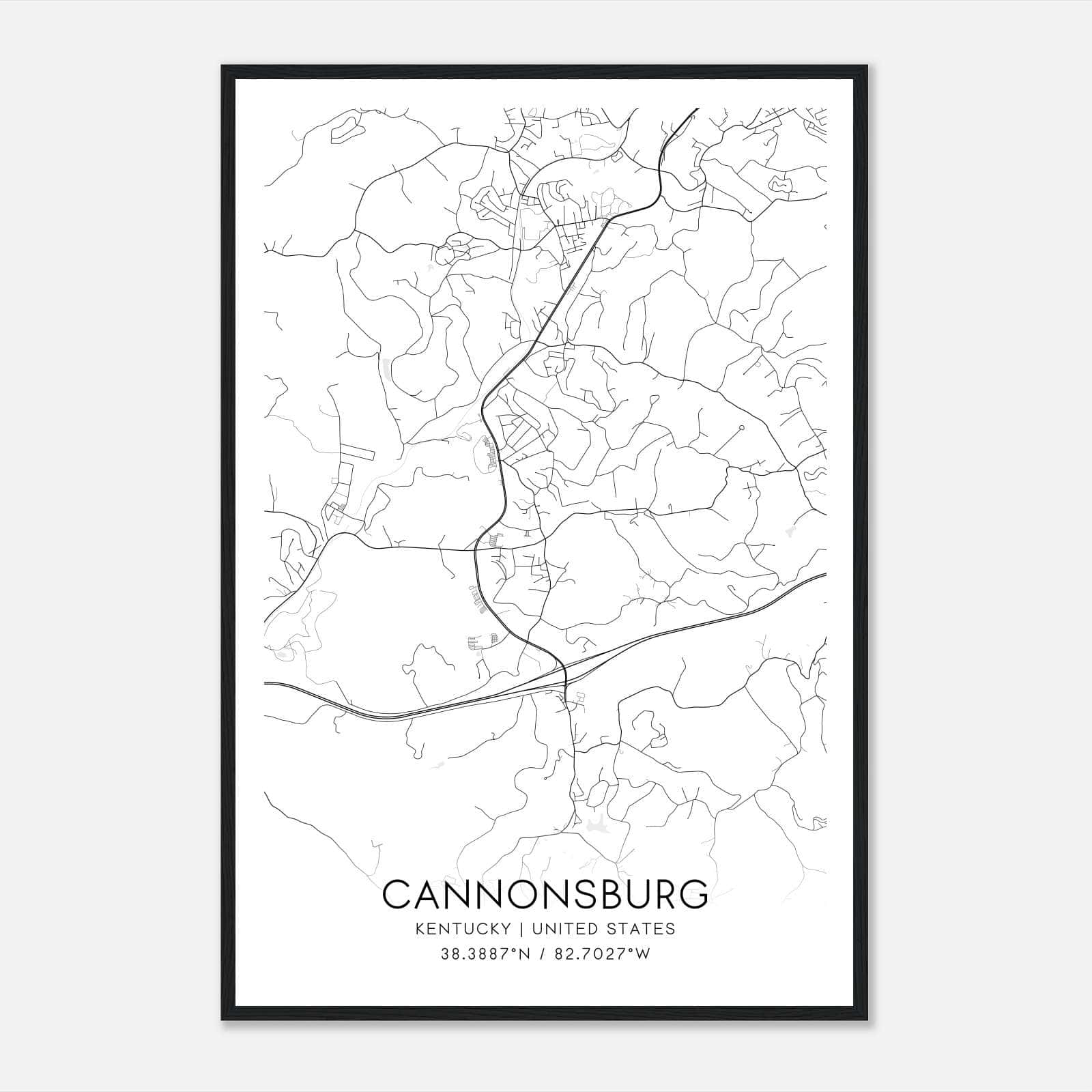Cannonsburg Kentucky Map Poster, Modern Home Decor Wall Art Print Cannonsburg Kentucky Map Poster, Modern Home Decor Wall Art Print