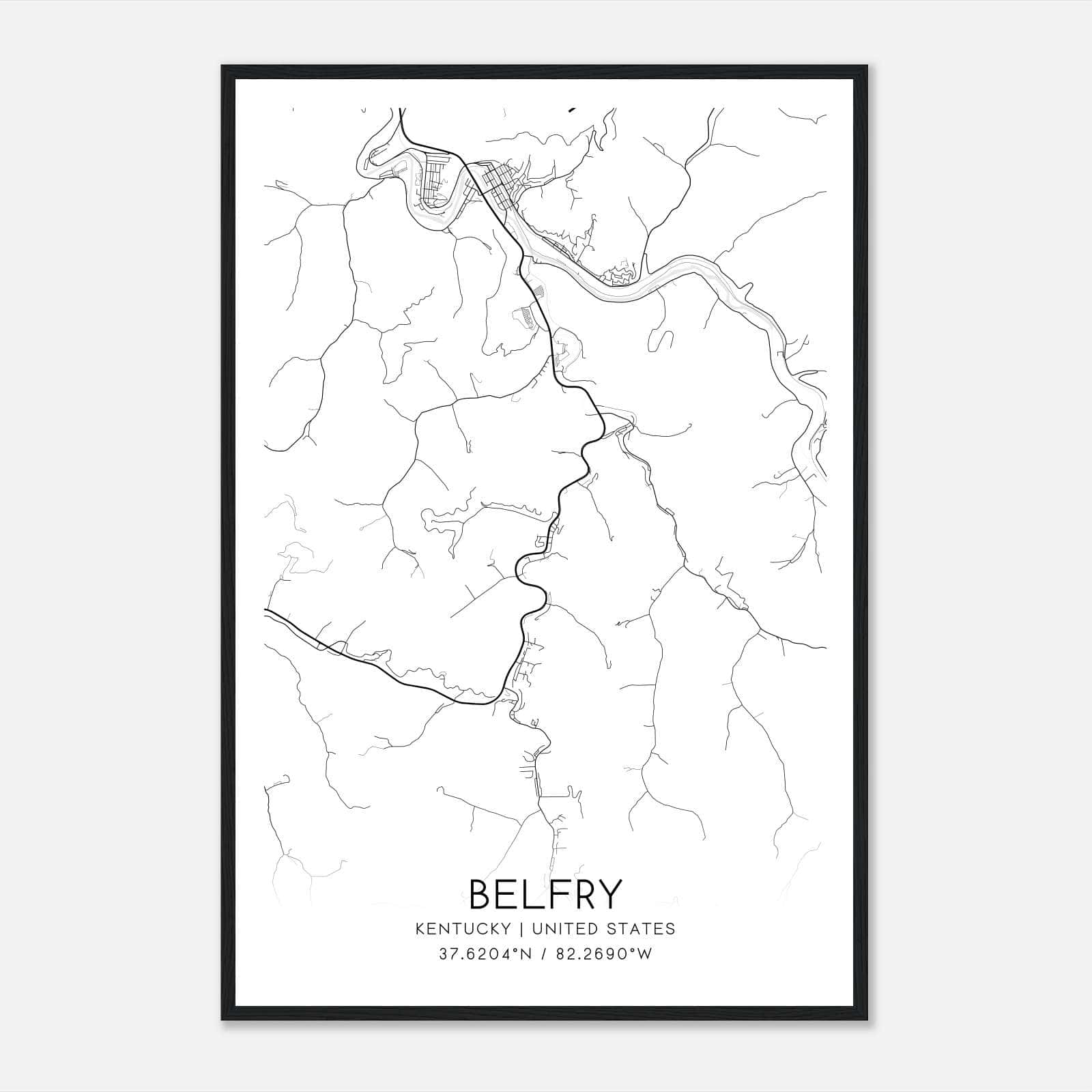 Belfry Kentucky Map Poster, Modern Home Decor Wall Art Print Belfry Kentucky Map Poster, Modern Home Decor Wall Art Print