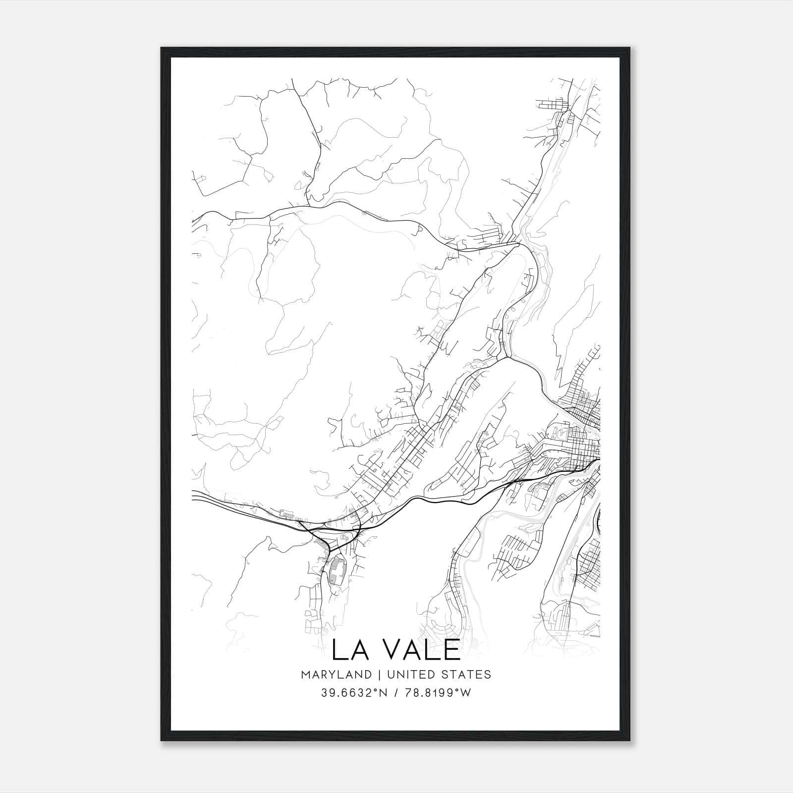 La Vale Maryland Map Poster, Modern Home Decor Wall Art Print La Vale Maryland Map Poster, Modern Home Decor Wall Art Print