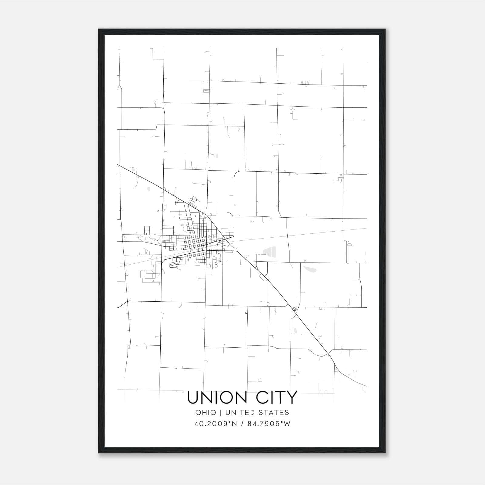 Union City Ohio Map Poster, Modern Home Decor Wall Art Print Union City Ohio Map Poster, Modern Home Decor Wall Art Print