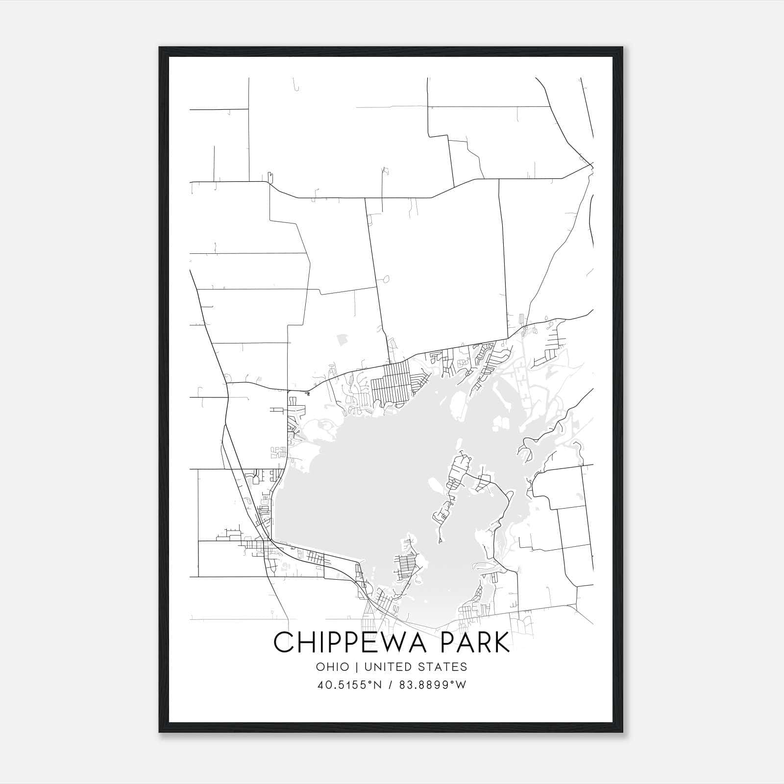 Chippewa Park Ohio Map Poster, Modern Home Decor Wall Art Print Chippewa Park Ohio Map Poster, Modern Home Decor Wall Art Print