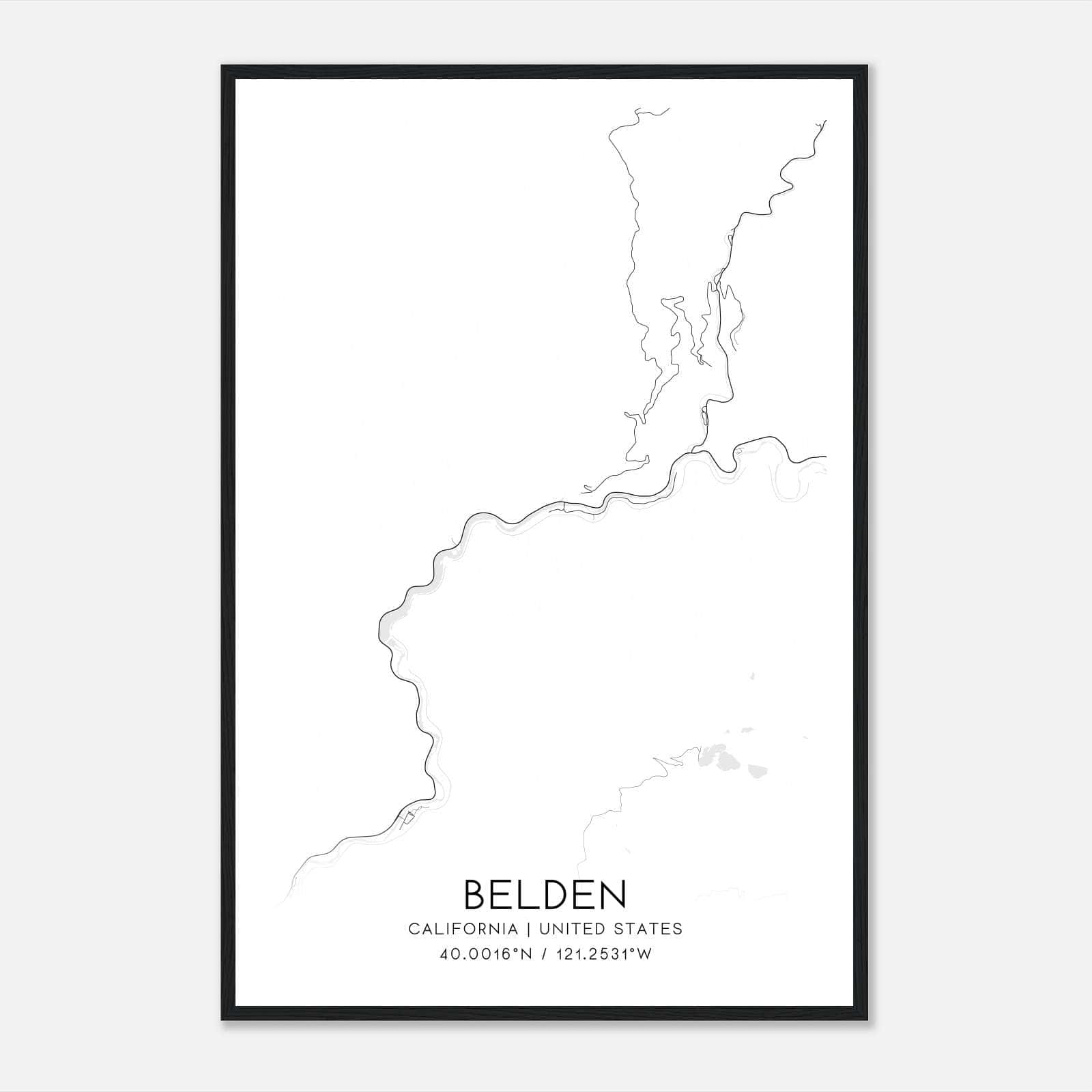 Belden California Map Poster, Modern Home Decor Wall Art Print Belden California Map Poster, Modern Home Decor Wall Art Print