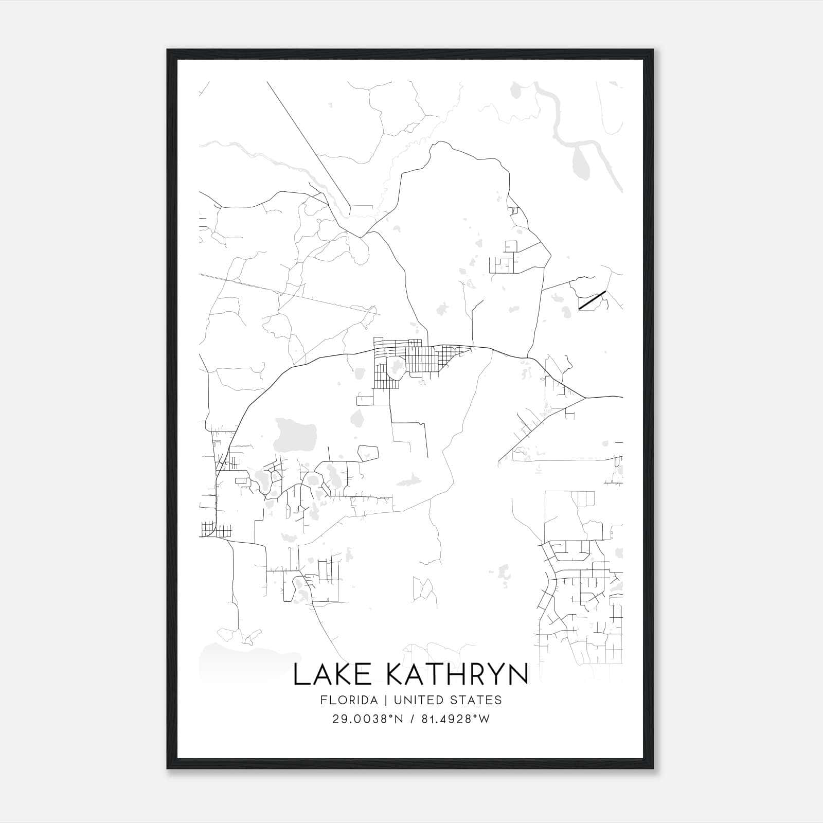 Lake Kathryn Florida Map Poster, Modern Home Decor Wall Art Print Lake Kathryn Florida Map Poster, Modern Home Decor Wall Art Print