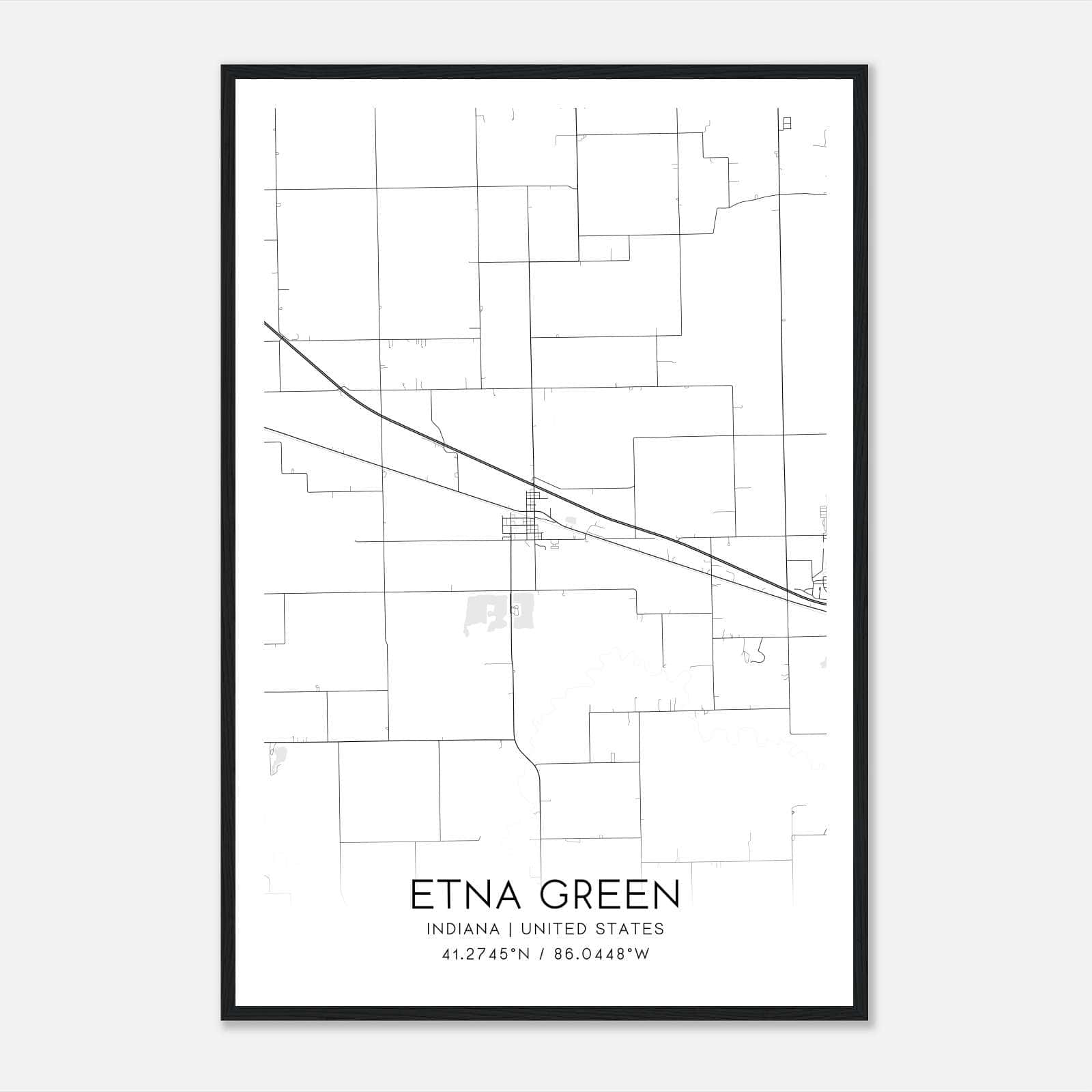 Etna Green Indiana Map Poster, Modern Home Decor Wall Art Print Etna Green Indiana Map Poster, Modern Home Decor Wall Art Print