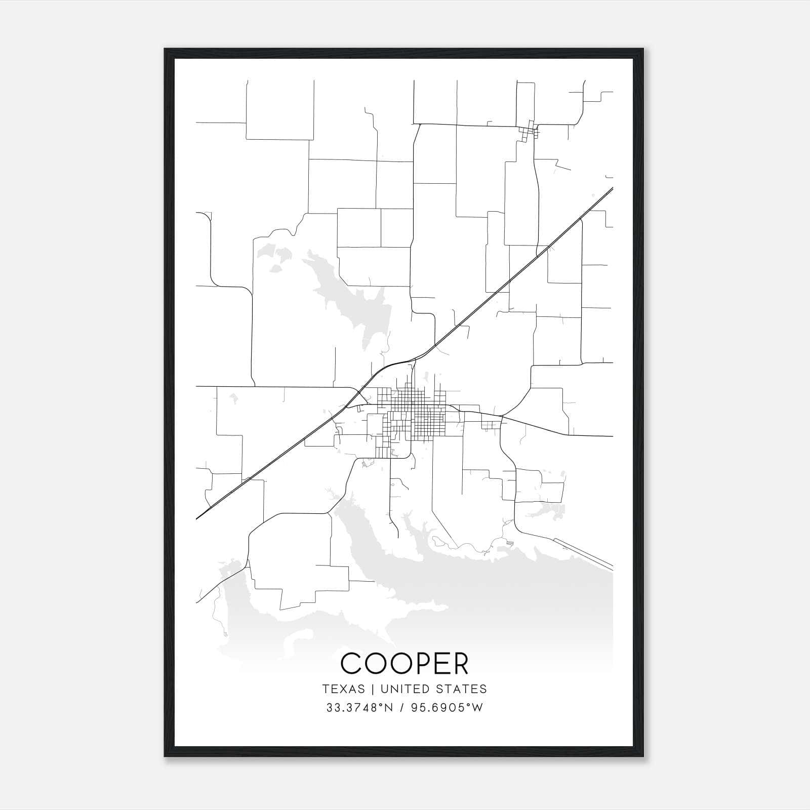 Cooper Texas Map Poster, Modern Home Decor Wall Art Print Cooper Texas Map Poster, Modern Home Decor Wall Art Print
