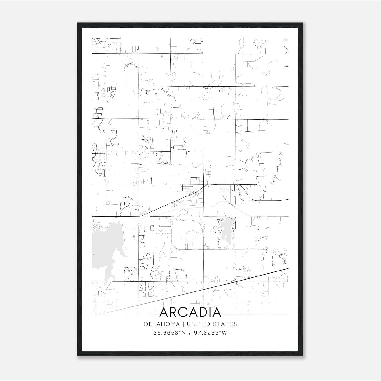 Arcadia Oklahoma Map Poster, Modern Home Decor Wall Art Print Arcadia Oklahoma Map Poster, Modern Home Decor Wall Art Print