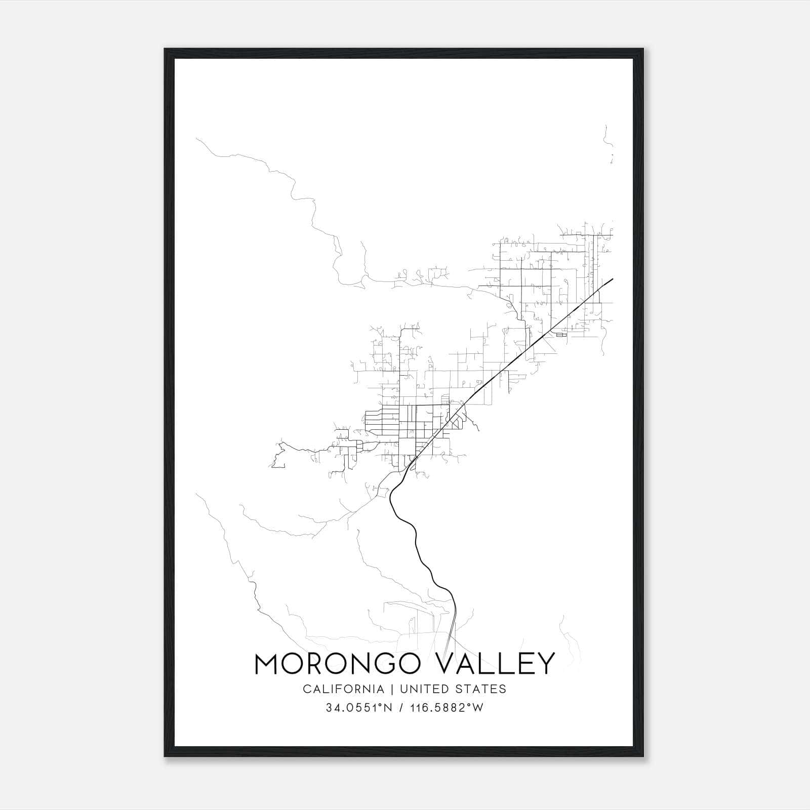 Morongo Valley California Map Poster, Modern Home Decor Wall Art Print Morongo Valley California Map Poster, Modern Home Decor Wall Art Print