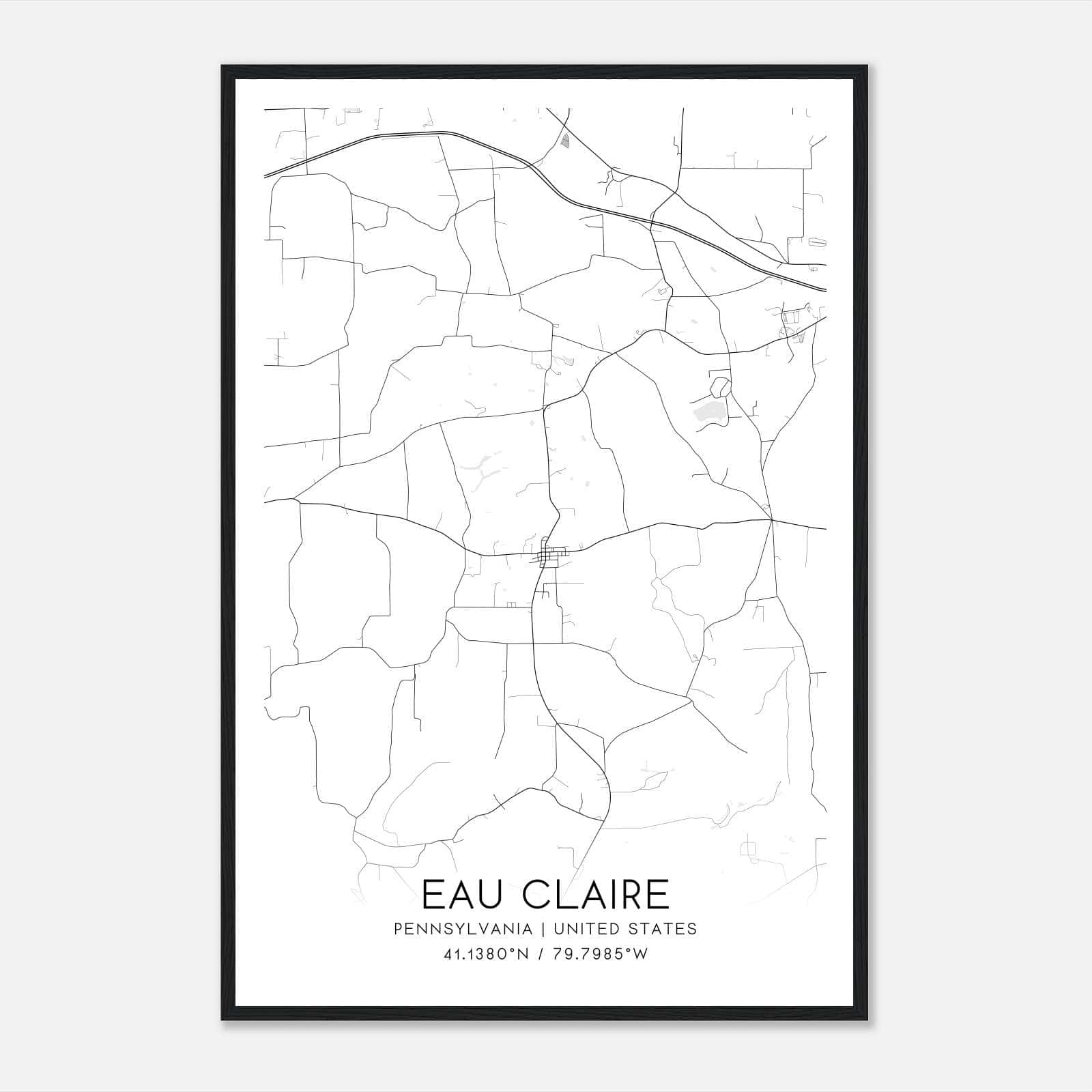 Eau Claire Pennsylvania Map Poster, Modern Home Decor Wall Art Print Eau Claire Pennsylvania Map Poster, Modern Home Decor Wall Art Print
