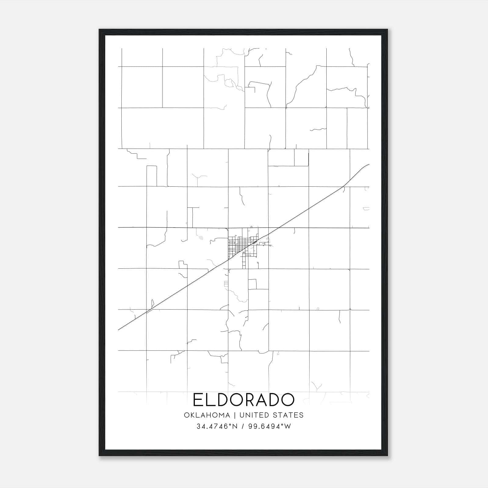 Eldorado Oklahoma Map Poster, Modern Home Decor Wall Art Print Eldorado Oklahoma Map Poster, Modern Home Decor Wall Art Print
