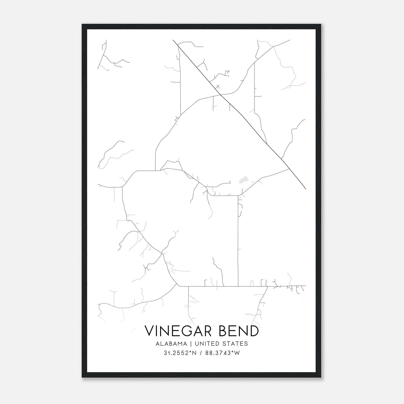 Vinegar Bend Alabama Map Poster, Modern Home Decor Wall Art Print Vinegar Bend Alabama Map Poster, Modern Home Decor Wall Art Print