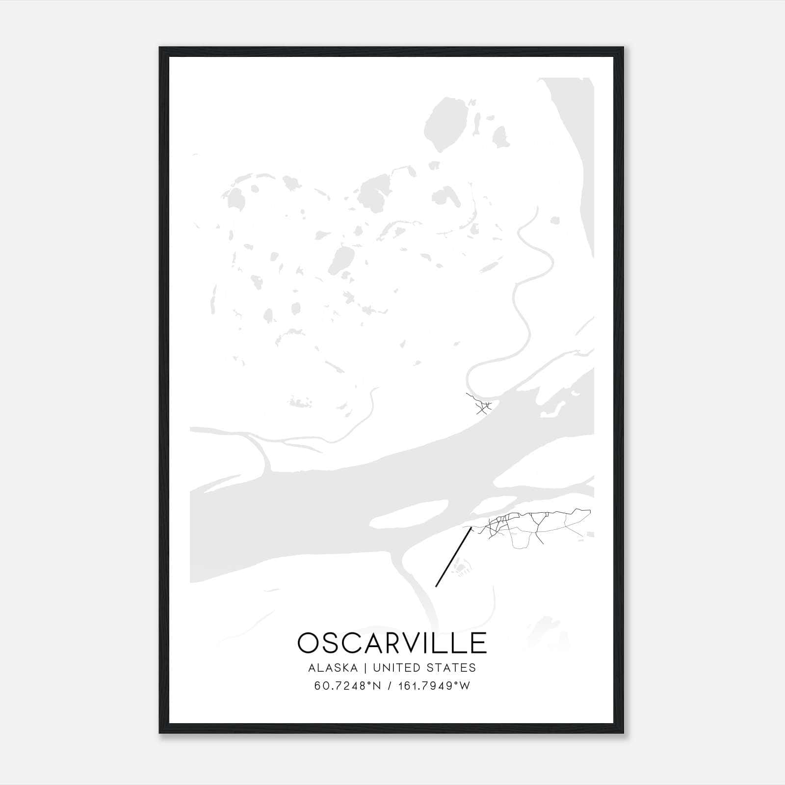 Oscarville Alaska Map Poster, Modern Home Decor Wall Art Print Oscarville Alaska Map Poster, Modern Home Decor Wall Art Print