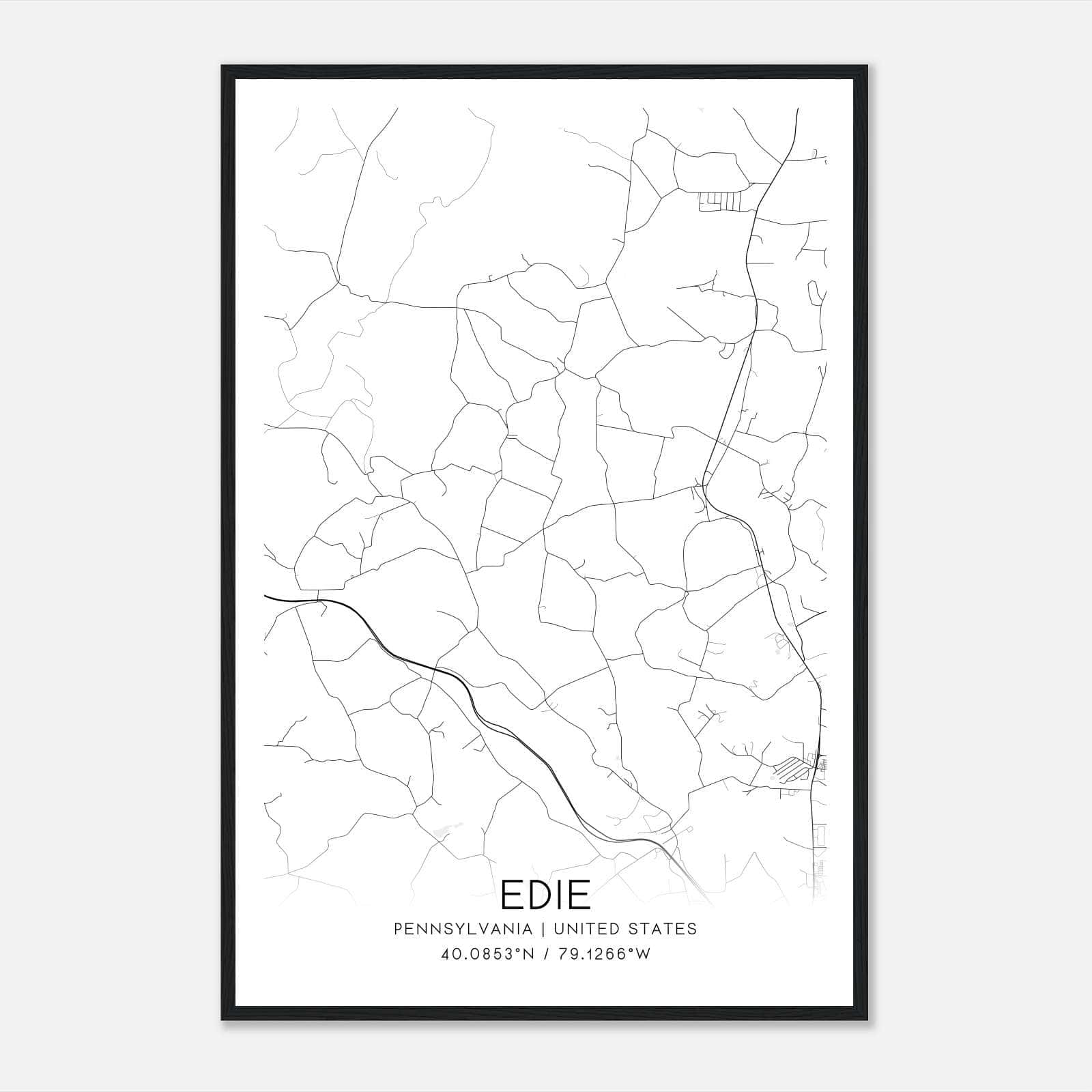 Edie Pennsylvania Map Poster, Modern Home Decor Wall Art Print Edie Pennsylvania Map Poster, Modern Home Decor Wall Art Print